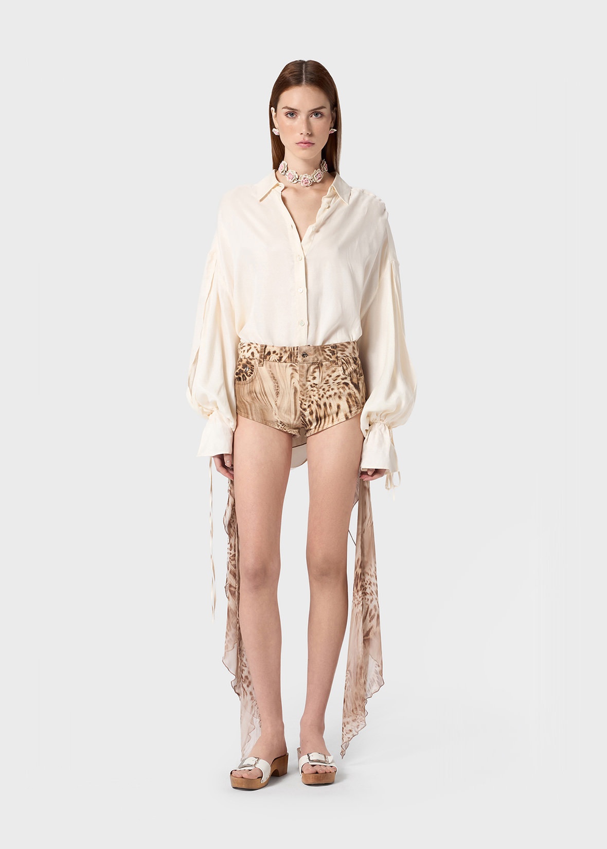 PRINTED SHORTS IN GEORGETTE WITH FLOUNCE - 2