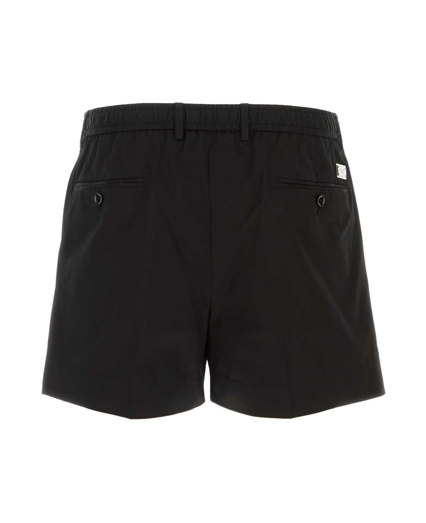 Black Gabardine Bermuda Shorts - 2