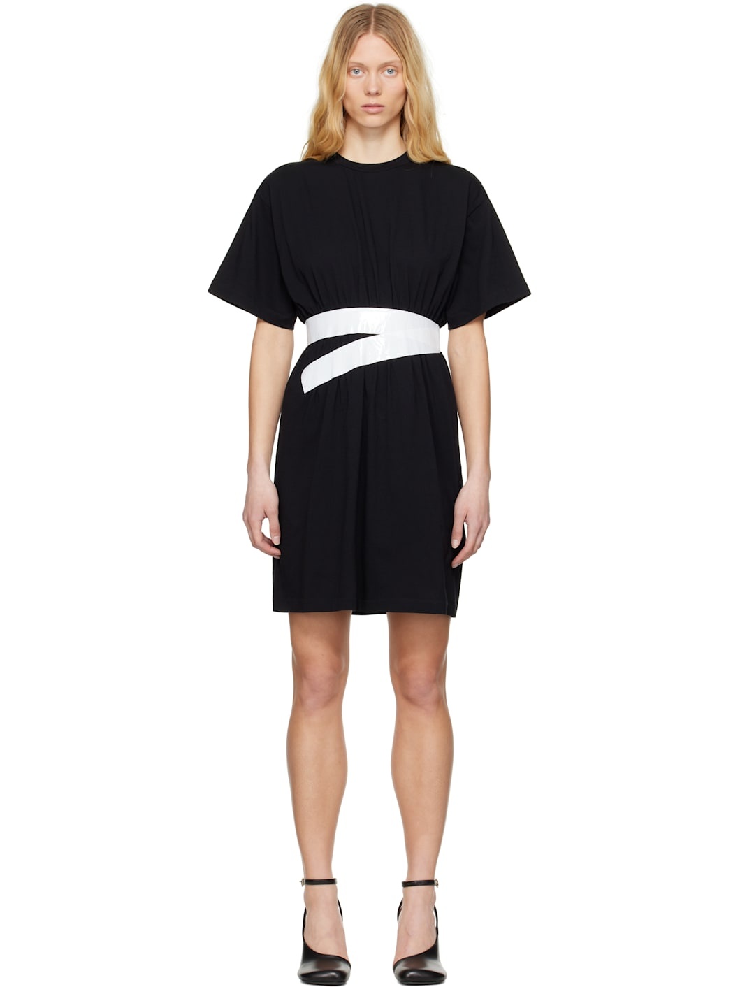 Black Taped Jersey Midi Dress - 1