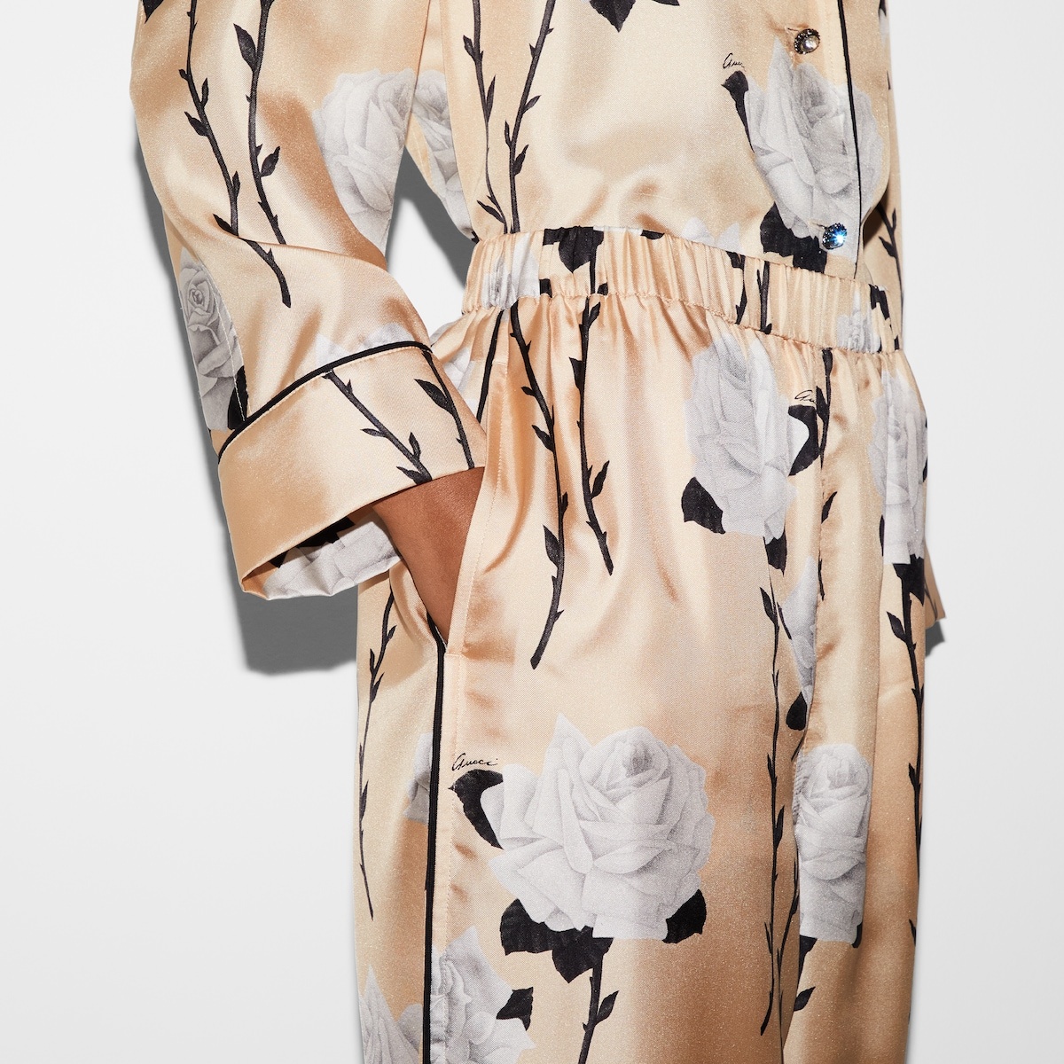 Floral print silk twill pant - 5