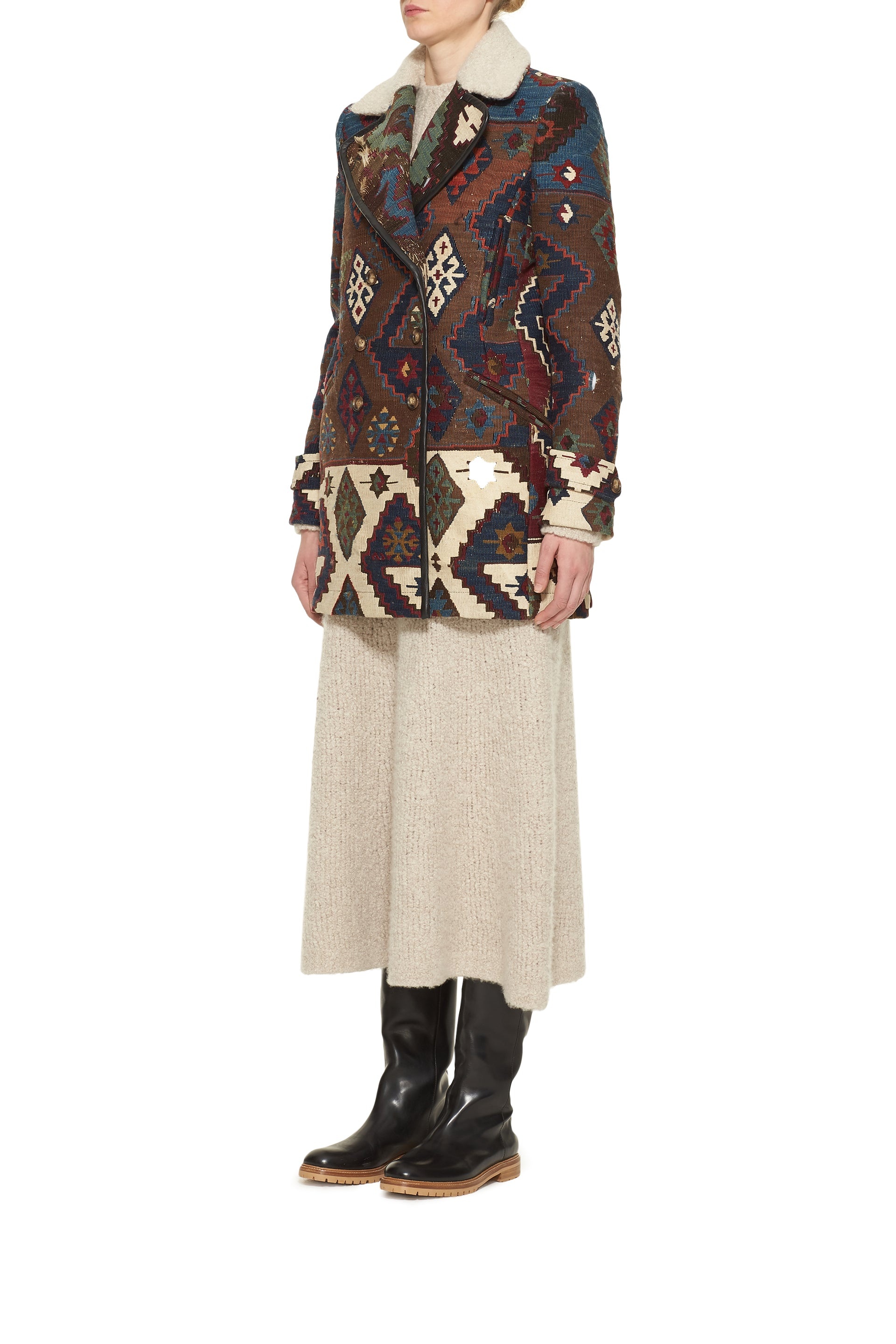 Dylan Peacoat in Patchwork Textiles - 3