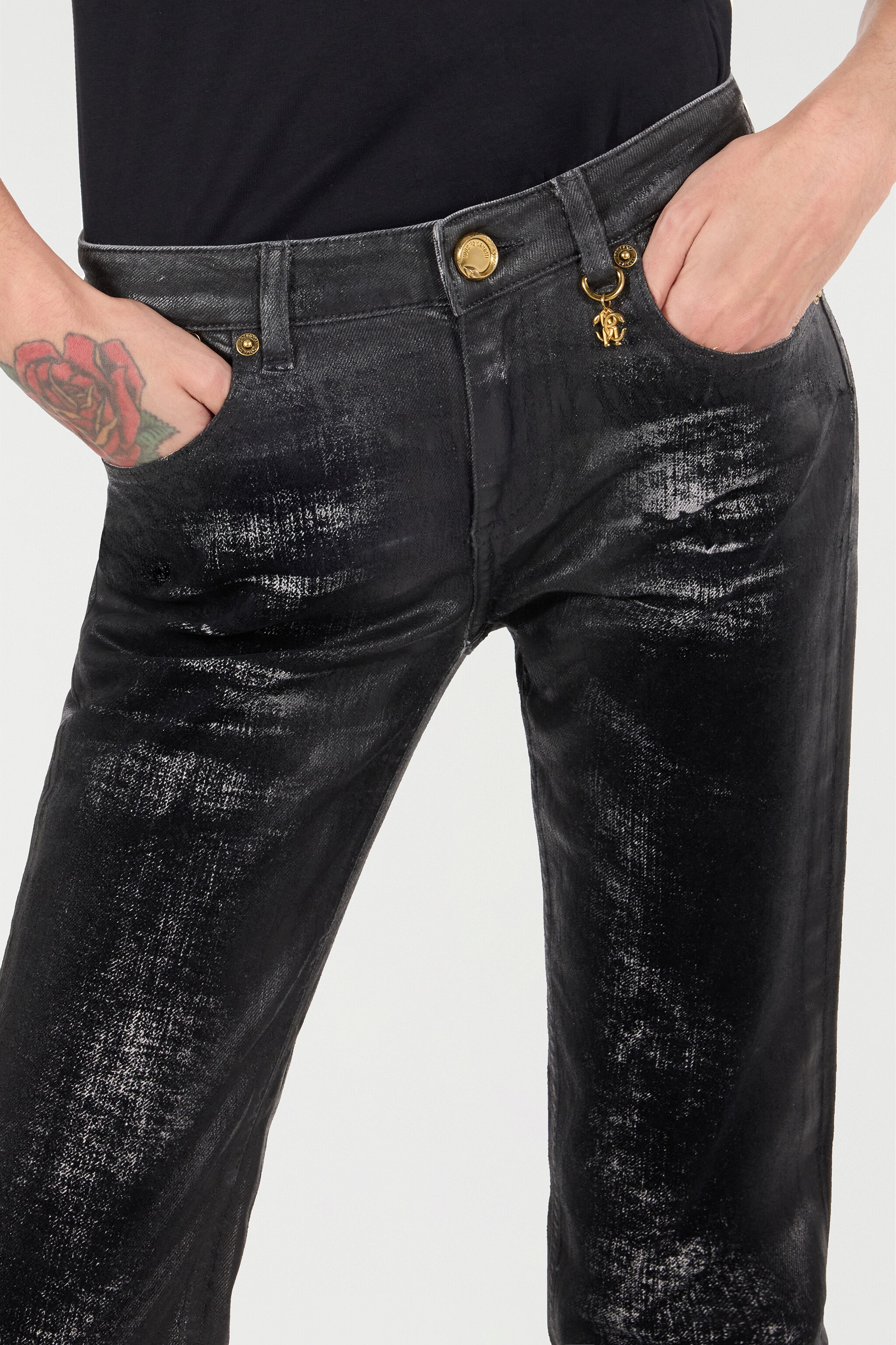 Distressed-Effect Python Skin Jeans - 6