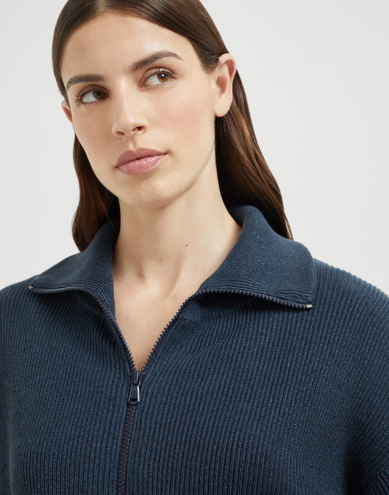 Sparkling cotton vanisé English rib cardigan - 3