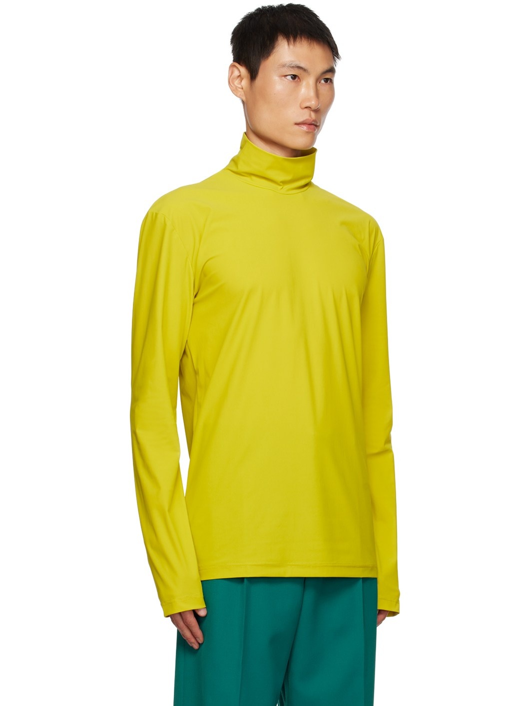 Green Dropped Shoulders Turtleneck - 2