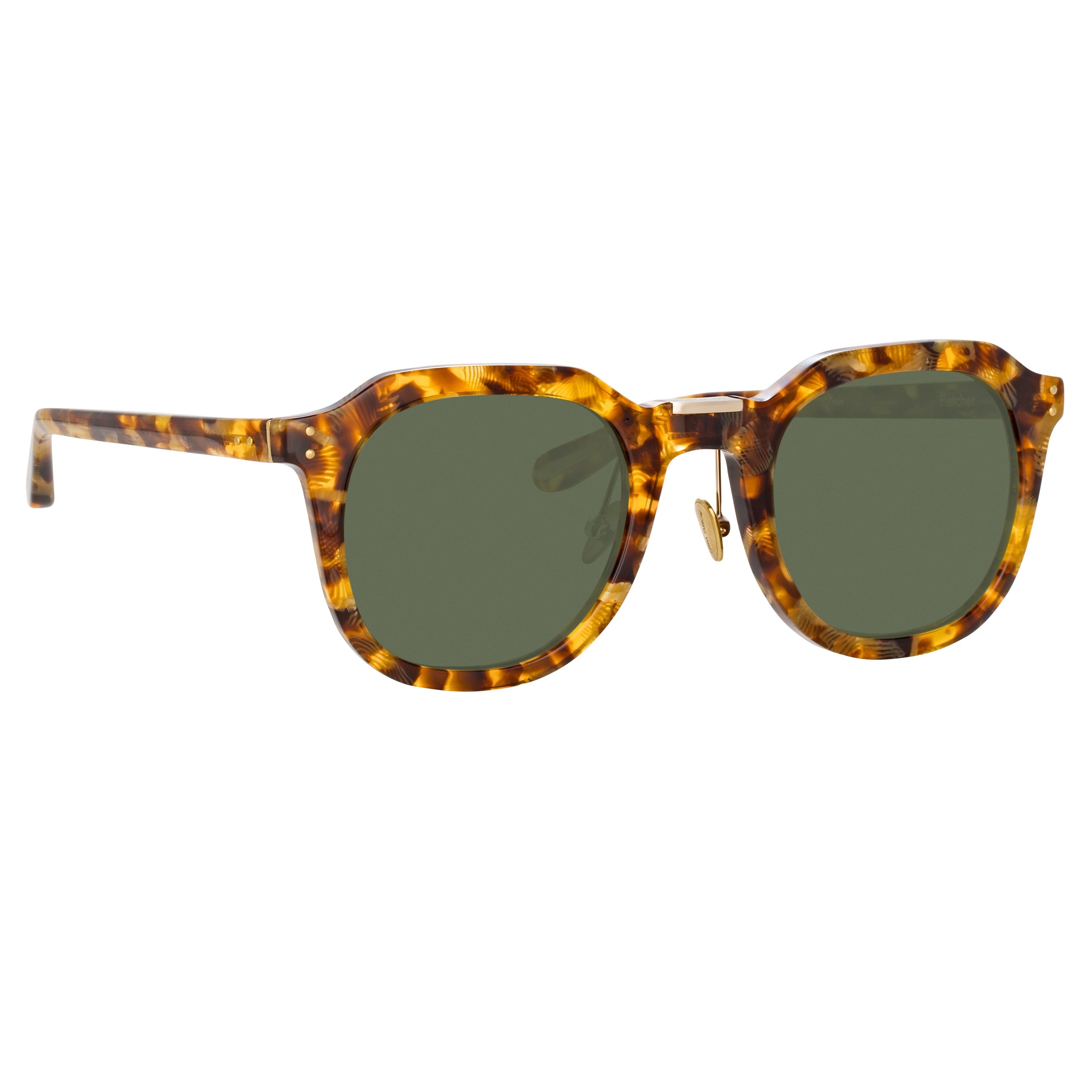 FLETCHER ANGULAR SUNGLASSES IN TOBACCO TORTOISESHELL AND GREEN - 2