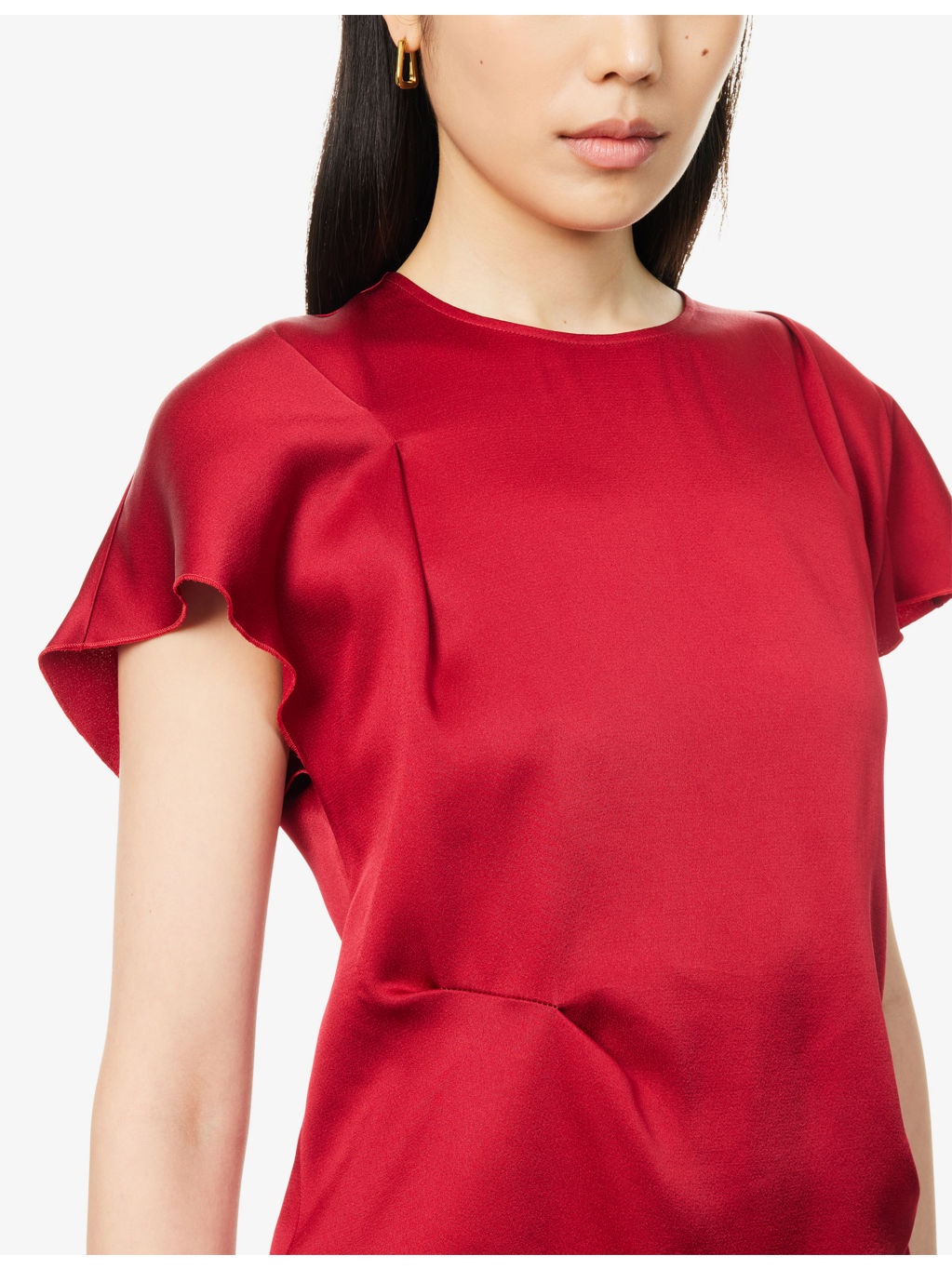 Draped Short-Sleeves Woven Top - 5