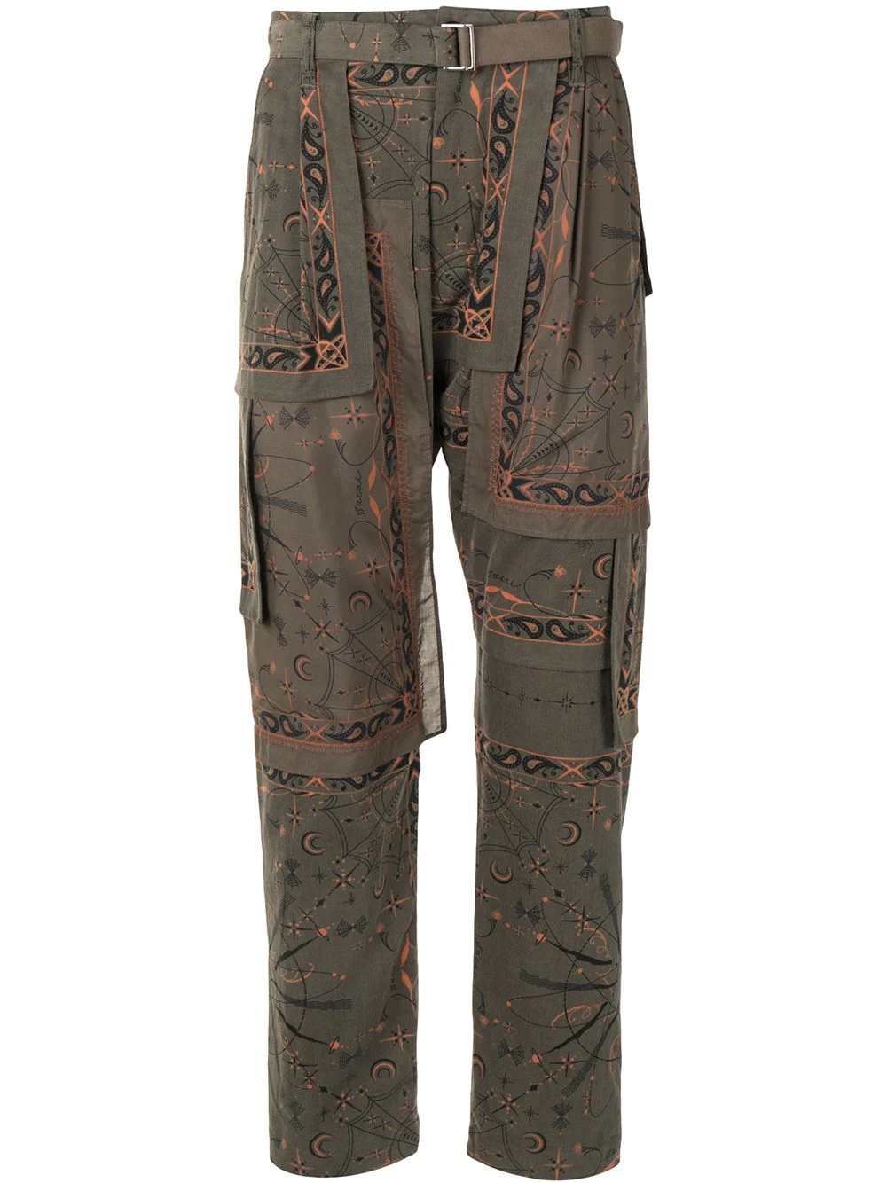 bandana print slim-fit trousers - 1