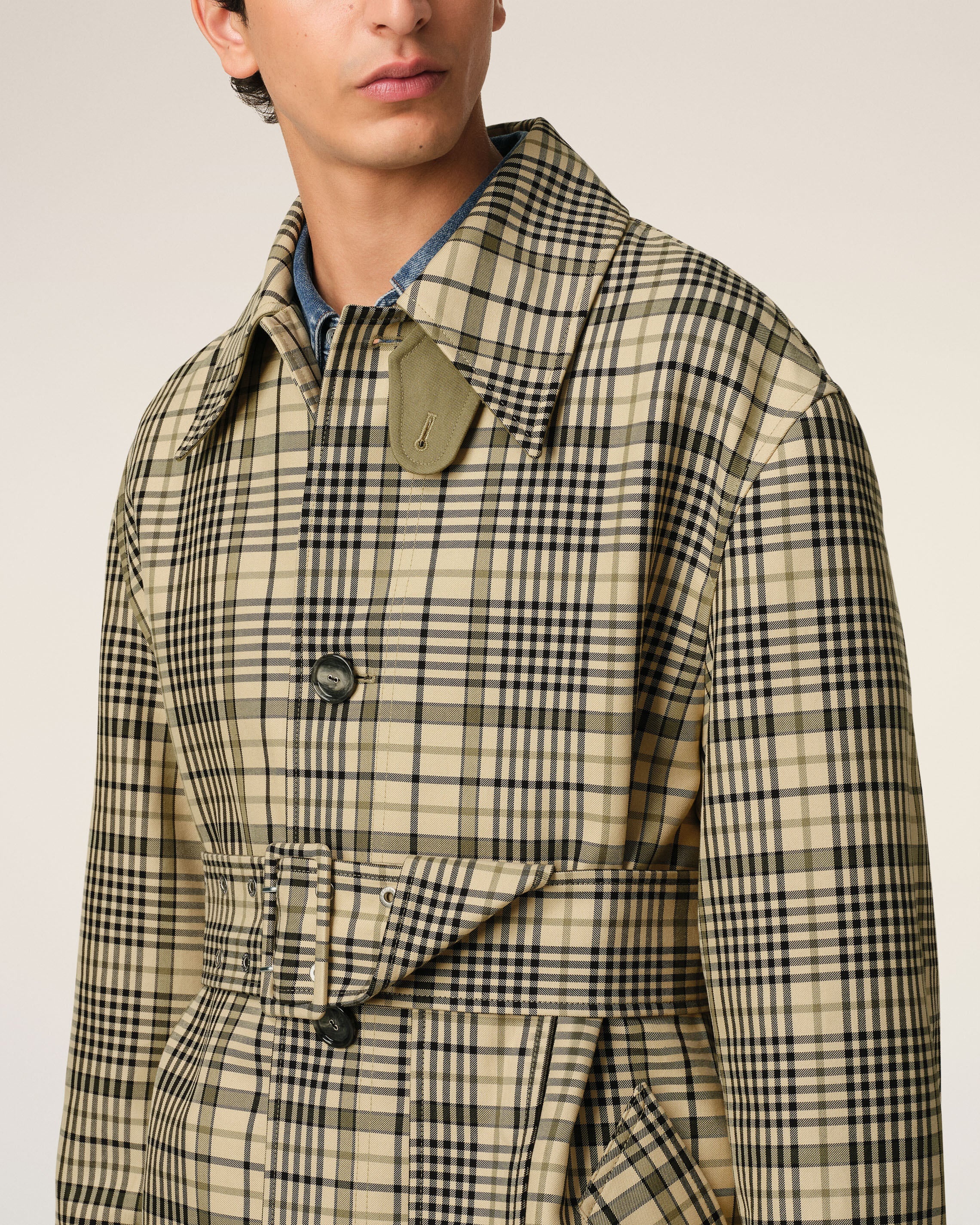 BEIGE BOUNDED BELTED MAC - 4