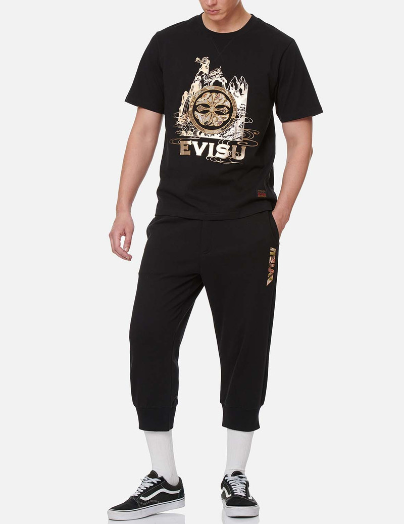 BROCADE KAMON AND LOGO CROPPED SWEATPANTS 5