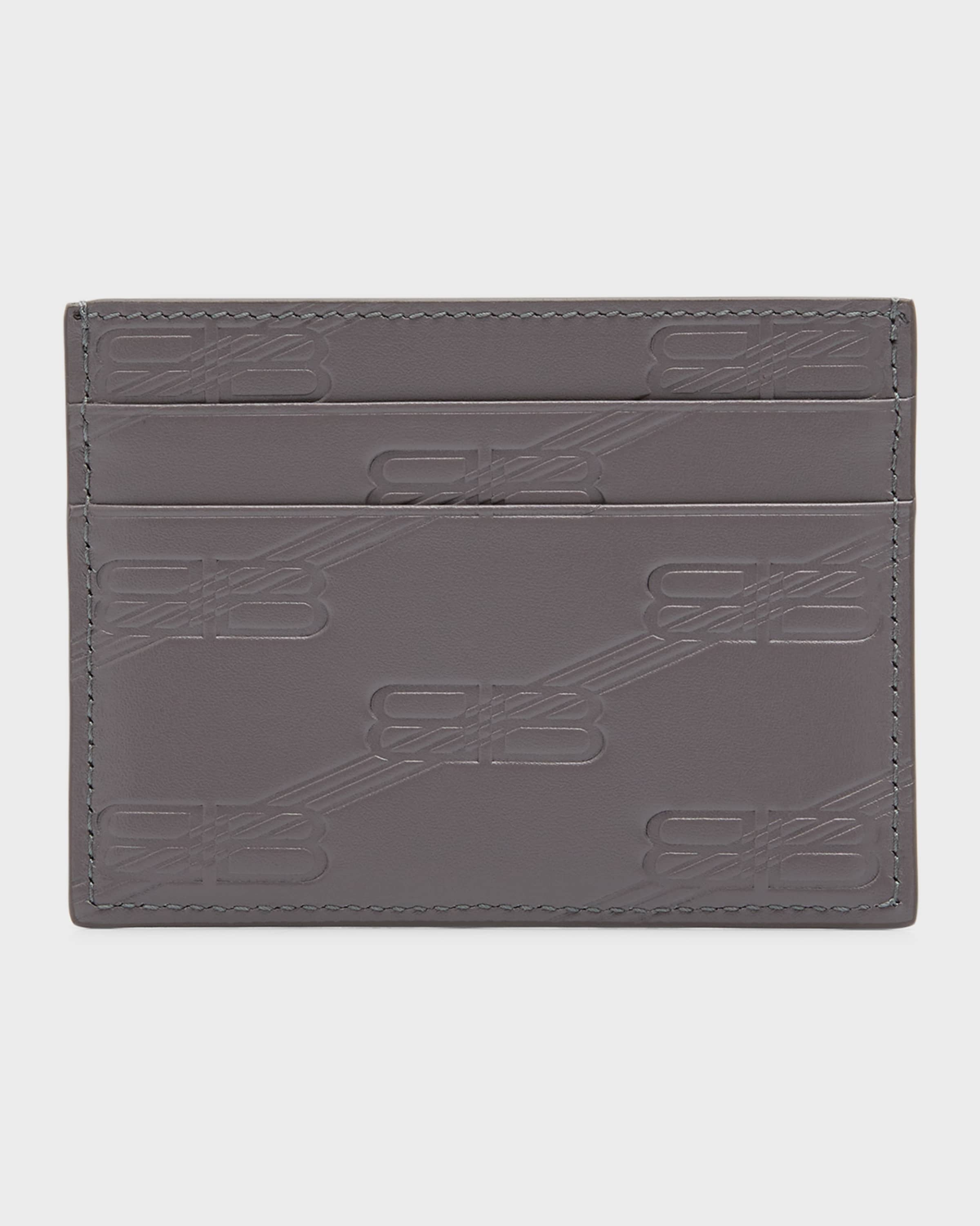 Men's Monogram Embossed Leather Card Case - 1