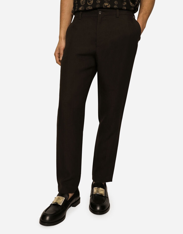 Linen pants with logo label - 4