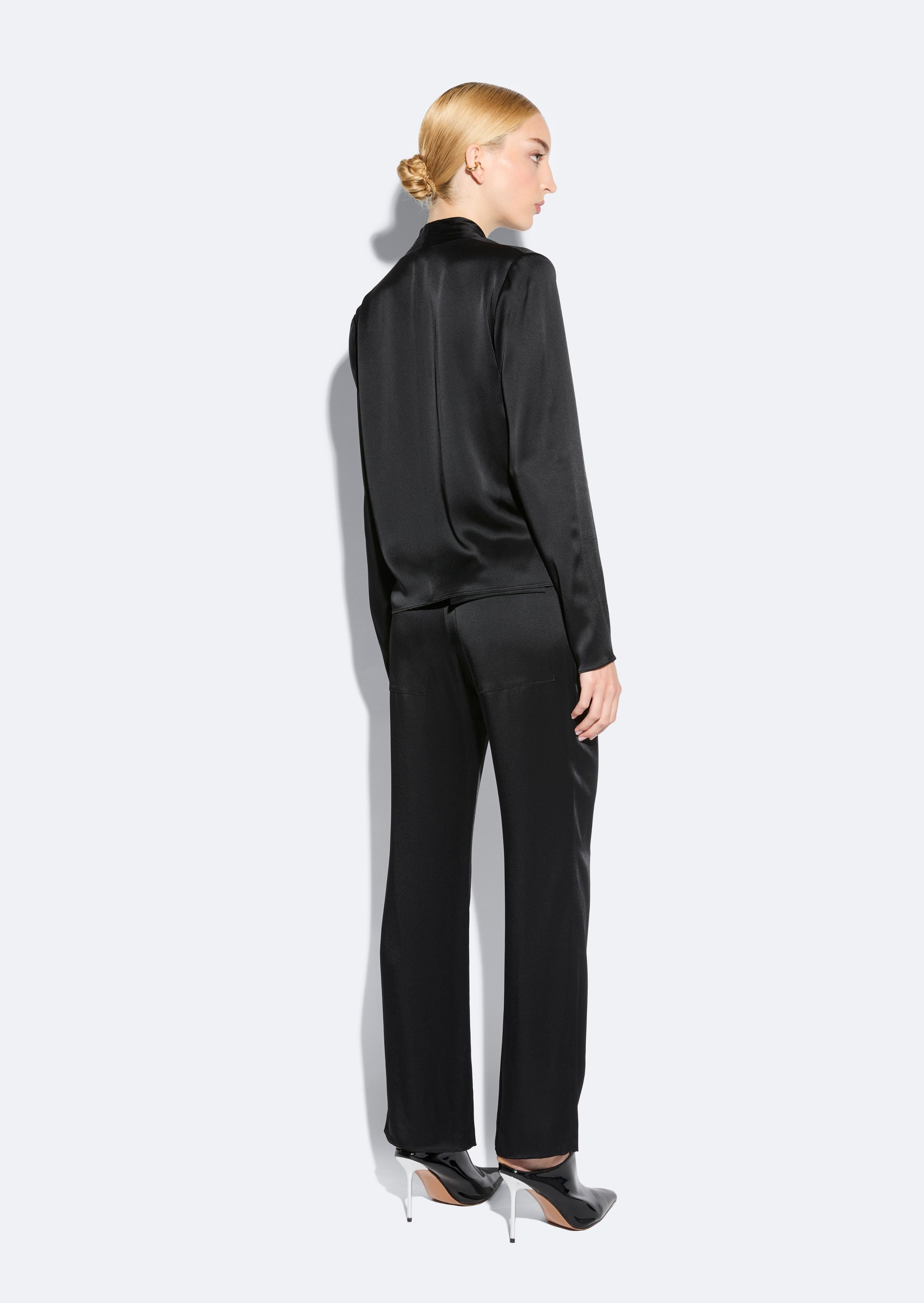 Satin Tapered Pleated Pant - 3