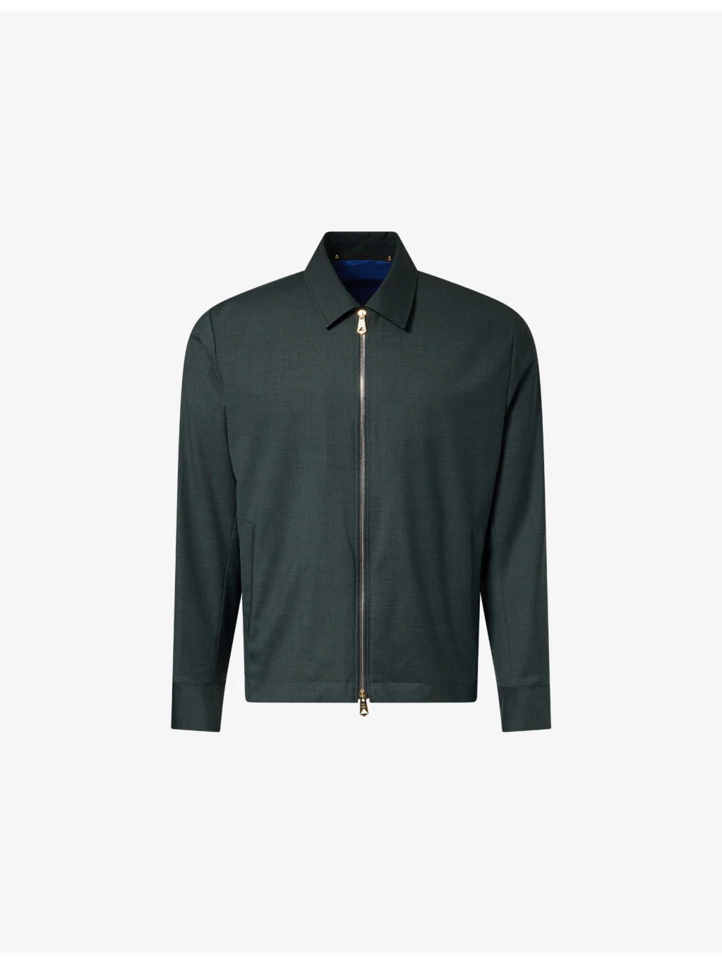 Long-Sleeve Collared Wool Jacket - 1