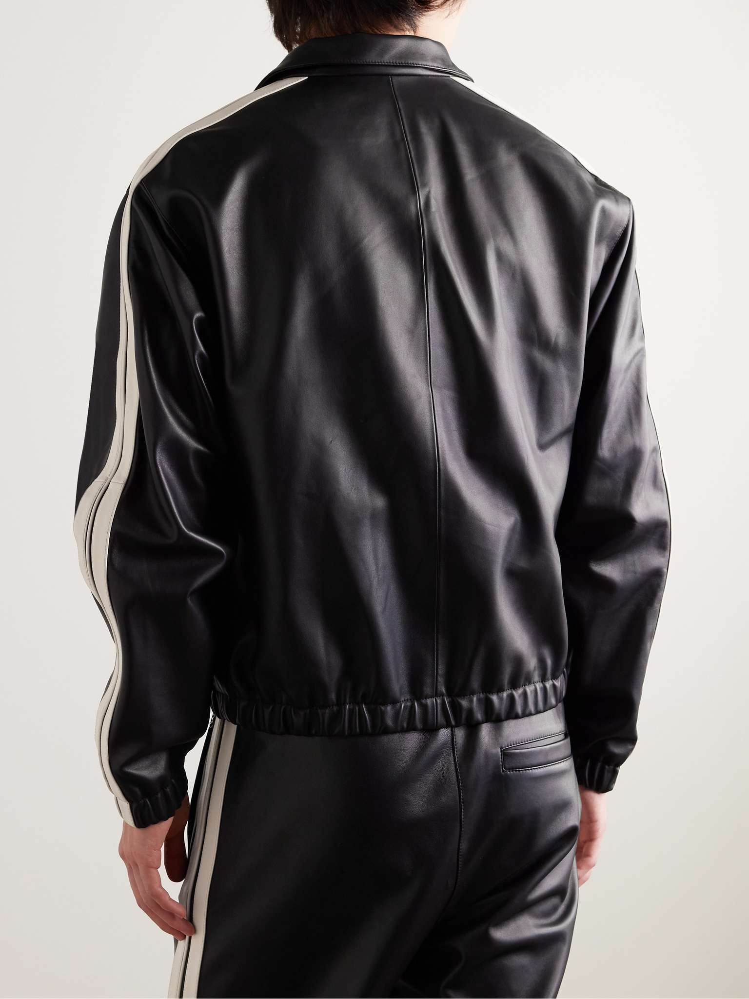 Striped Nappa Leather Track Jacket - 4