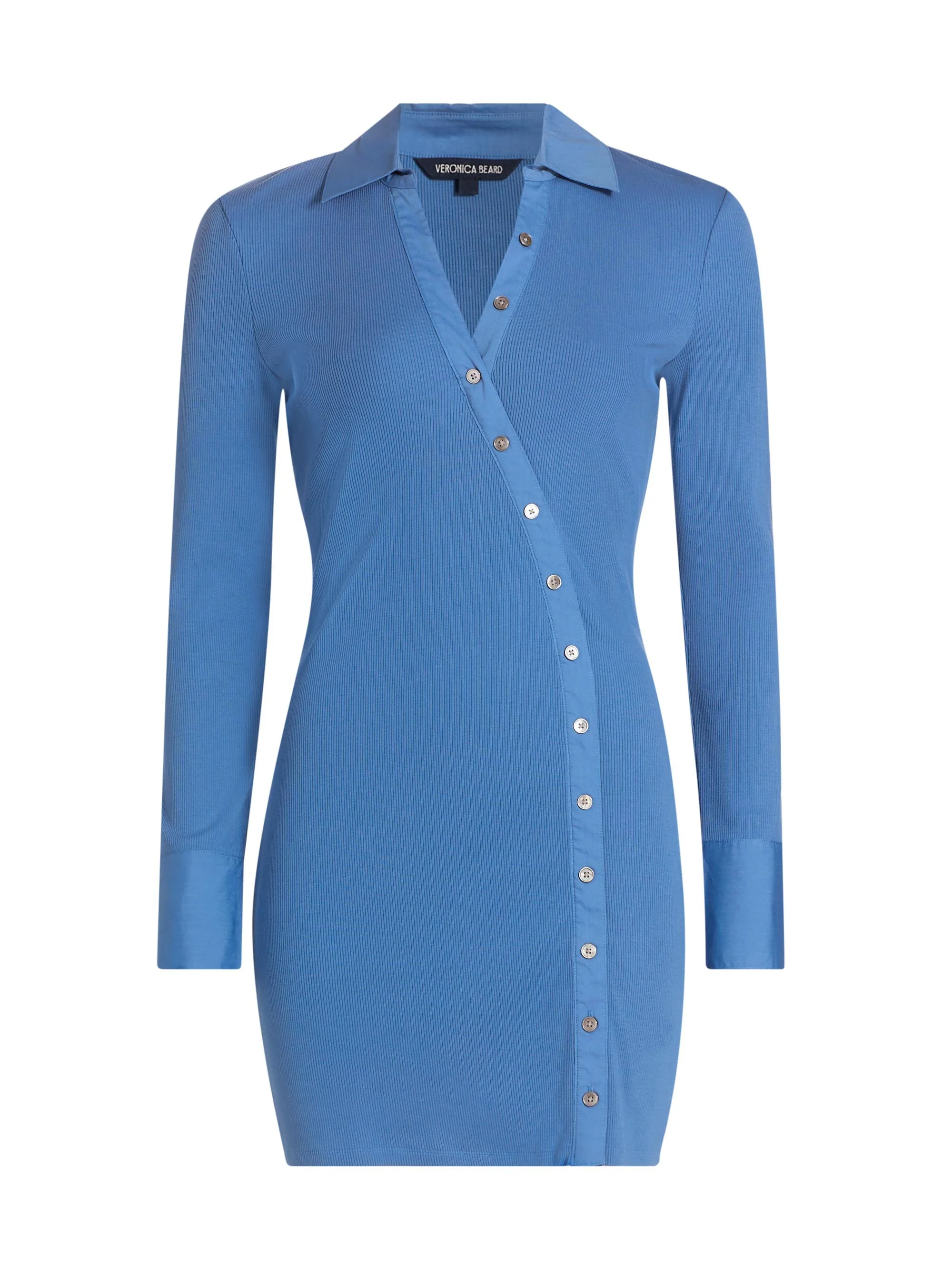 Women's Brenner Rib-Knit Stretch-Cotton Mini-Shirtdress - Blue Coast - 1
