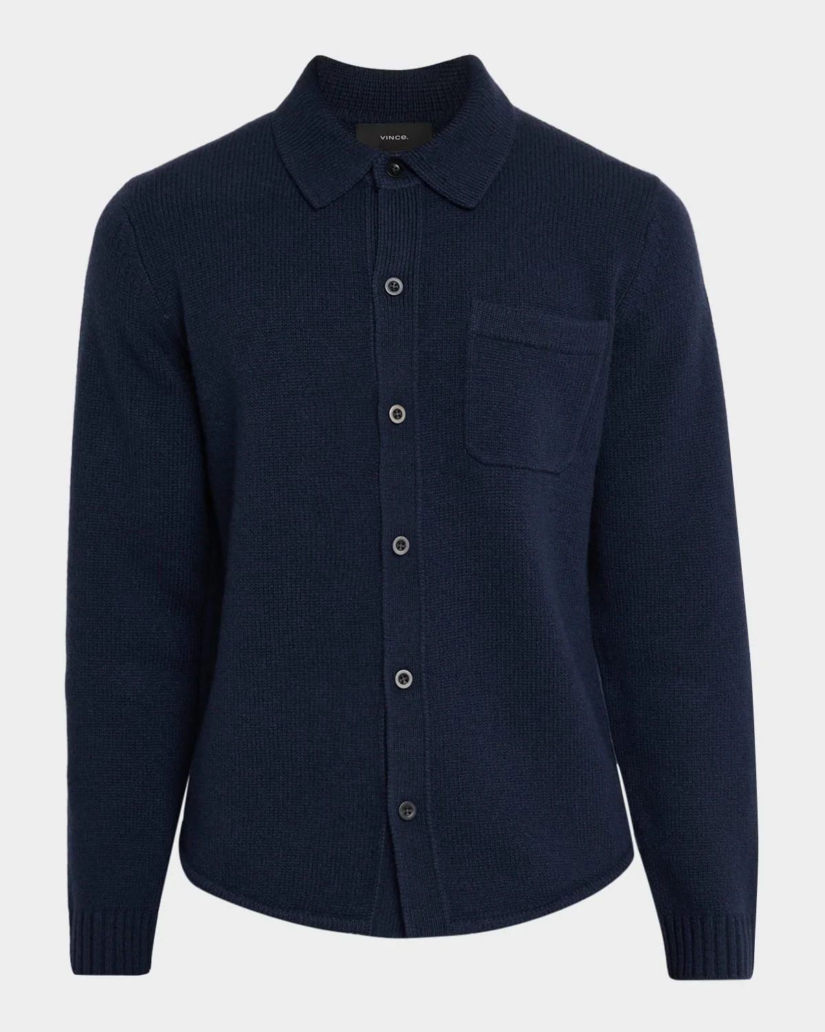 Men's Wool Sweater Shirt with Pocket - 1