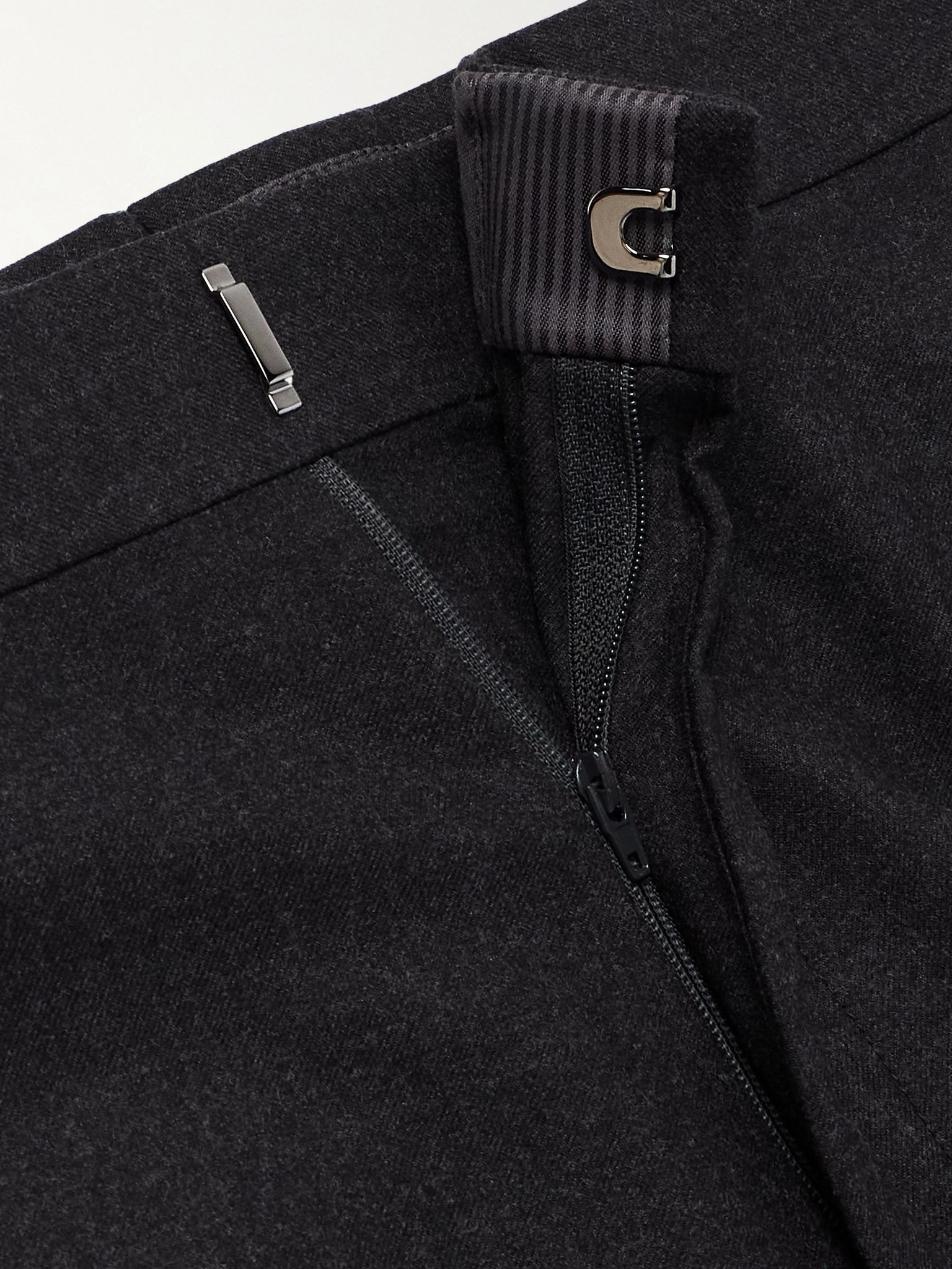 Dyllan Slim-Fit Straight-Leg Stretch-Wool Flannel Trousers Black - 6