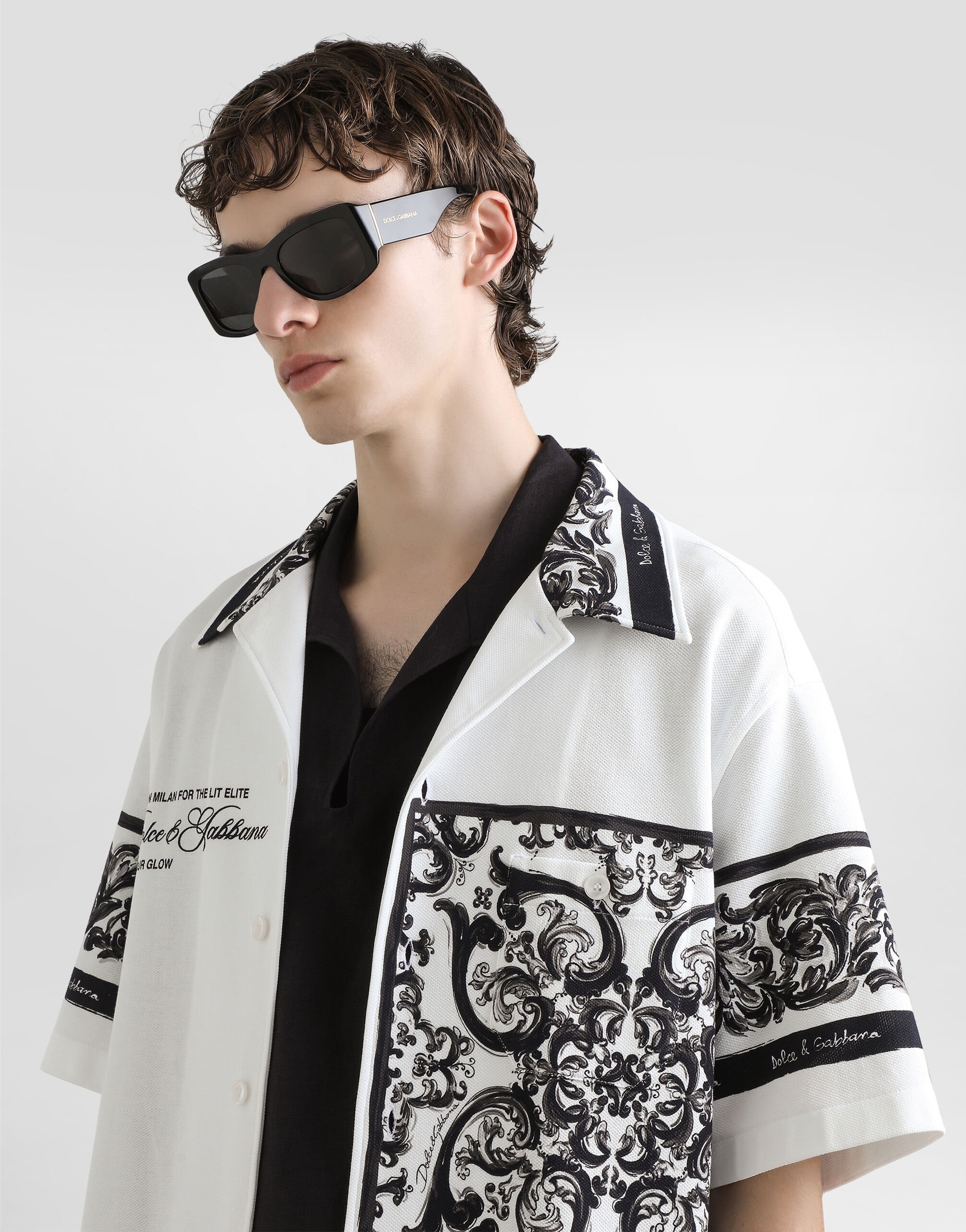 Majolica-print hawaii double piqué shirt - 4