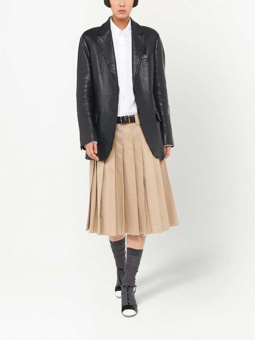 nappa leather single-breased blazer - 2