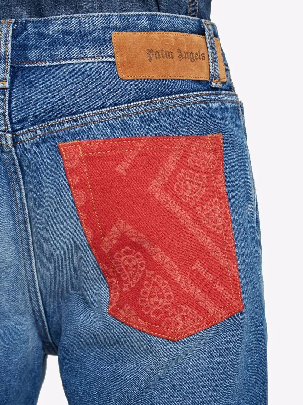 bandana patch straight-leg jeans - 5