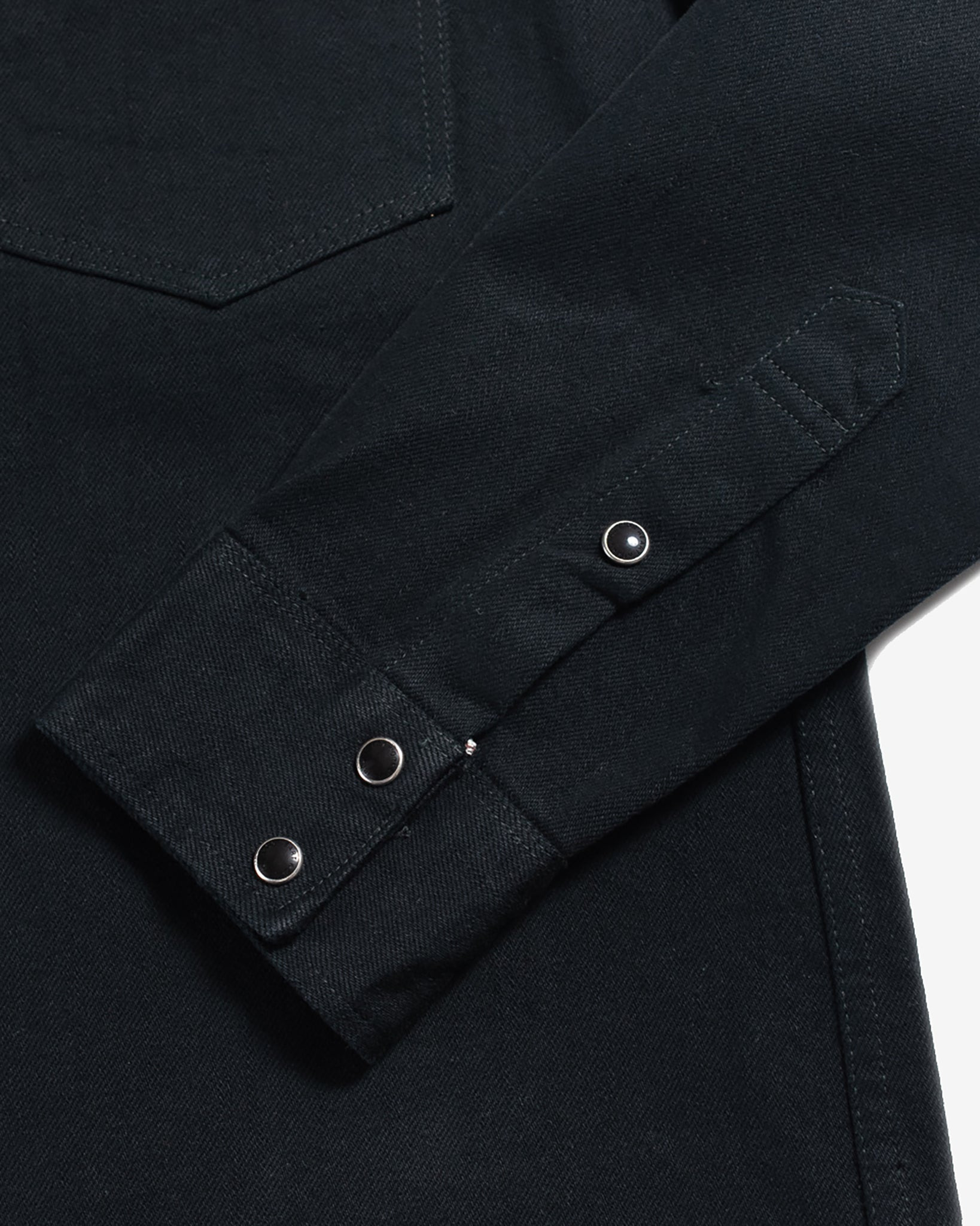 IHSH-218-BLK 12oz Selvedge Denim Western Shirt "The Johnny Cash III" - Superblack - 13