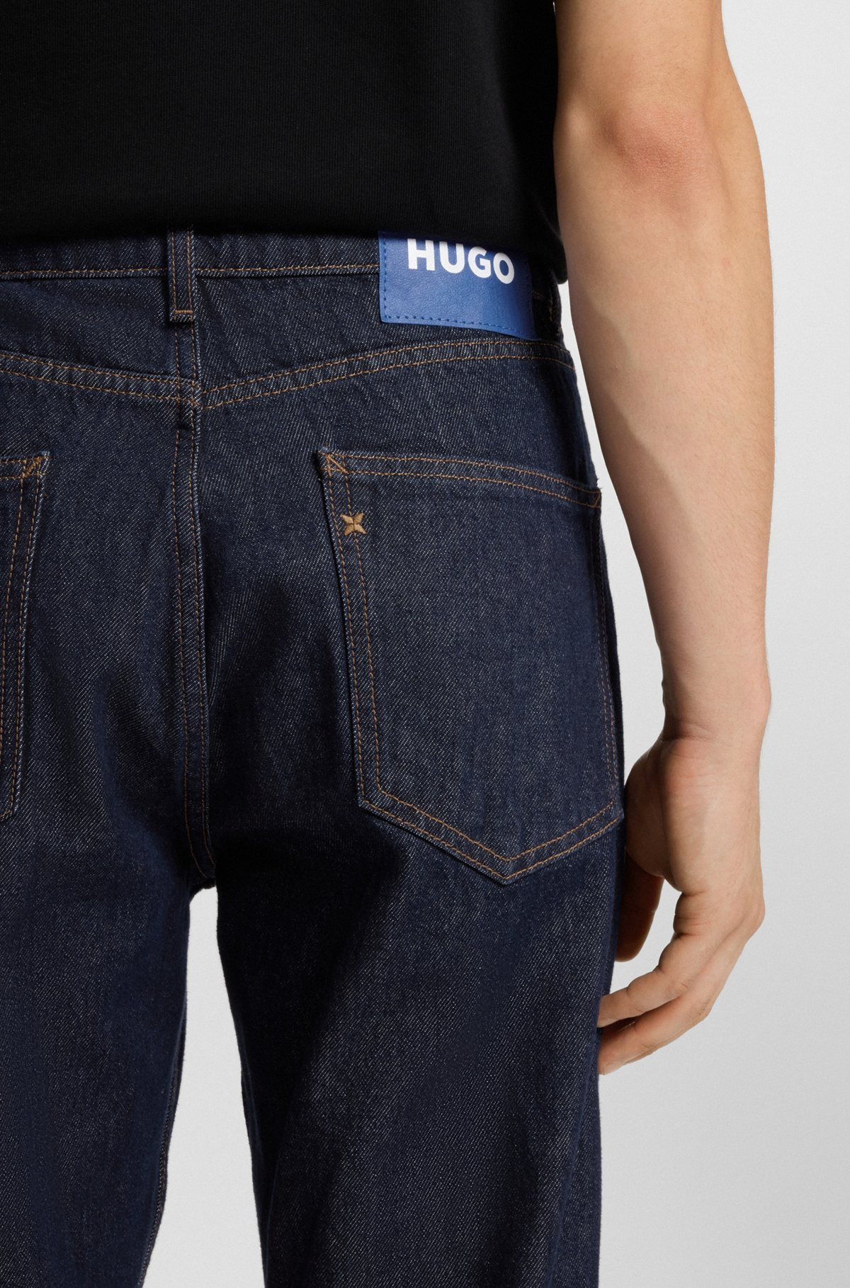 REGULAR-FIT JEANS IN FADED DARK-BLUE DENIM - 5