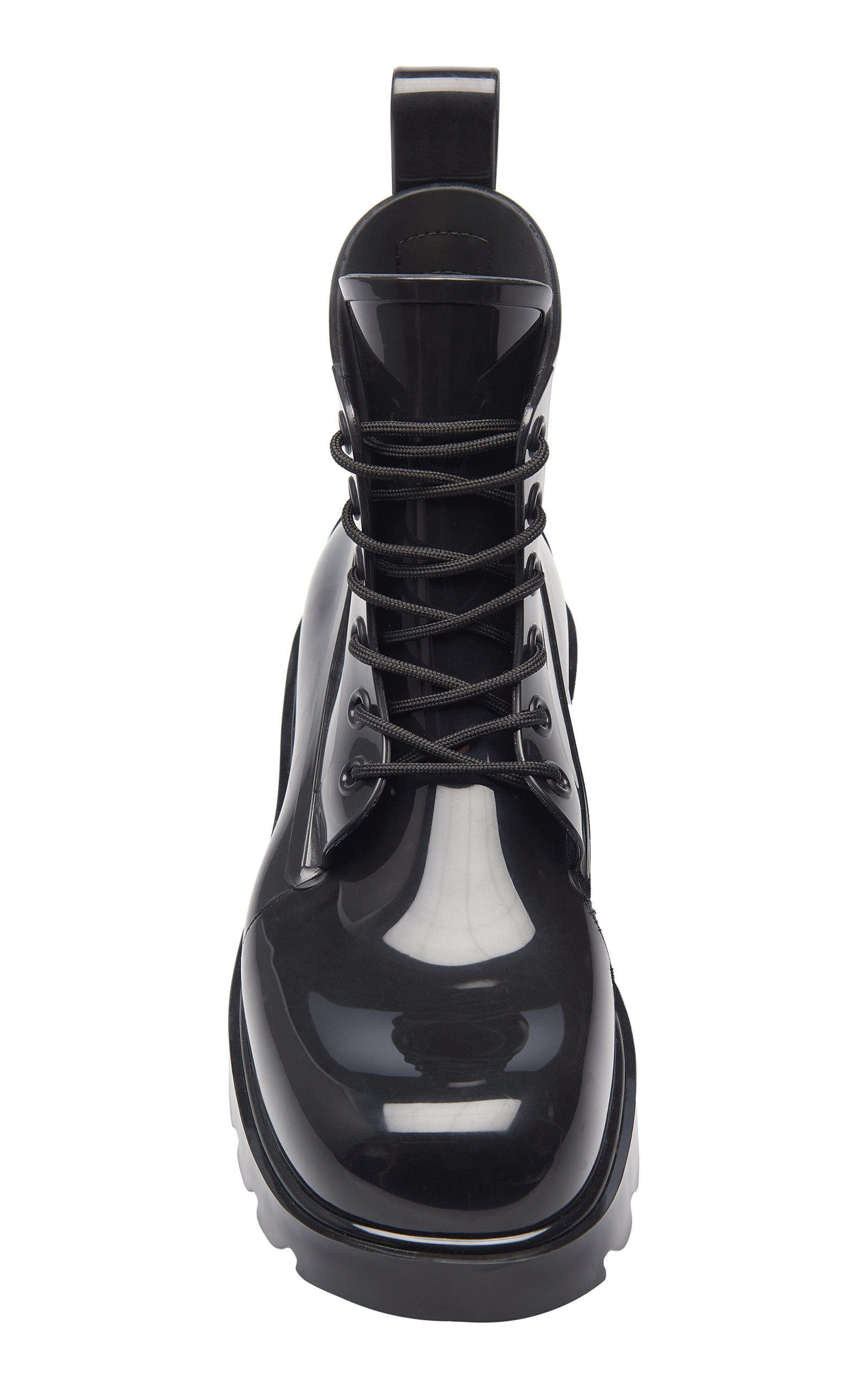 Lace-Up Rubber Ankle Boots black - 3