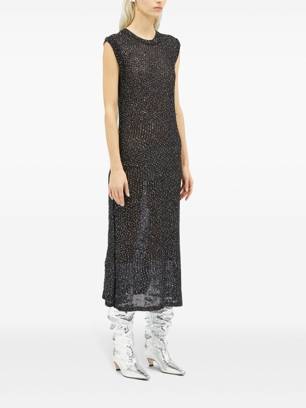 sequin-embellished sheer midi dress - 3