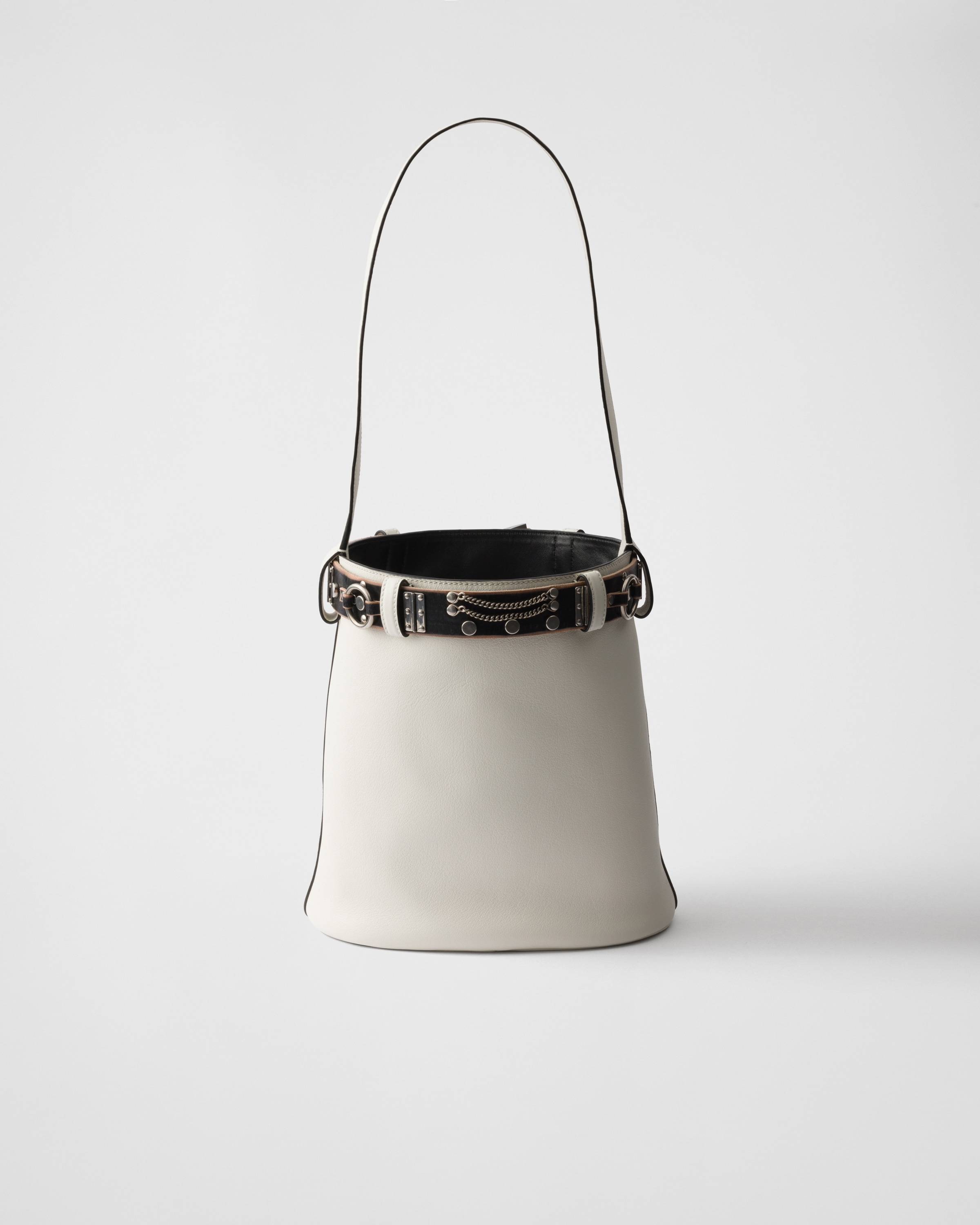 Prada Buckle leather bucket bag with studded belt - 4