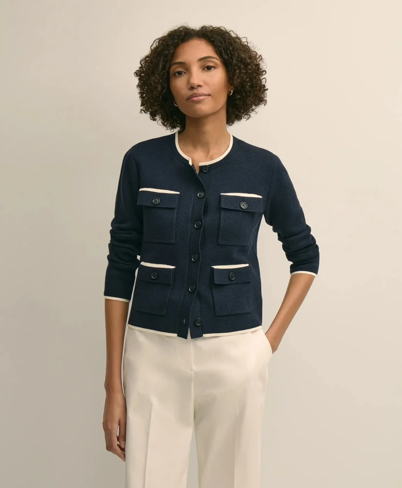 Cotton Tipped 4-Pocket Cardigan - 1