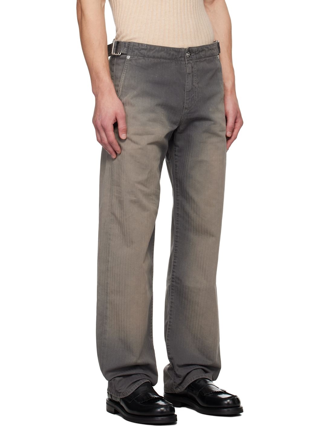 Gray & Tan Trucker Trousers - 2