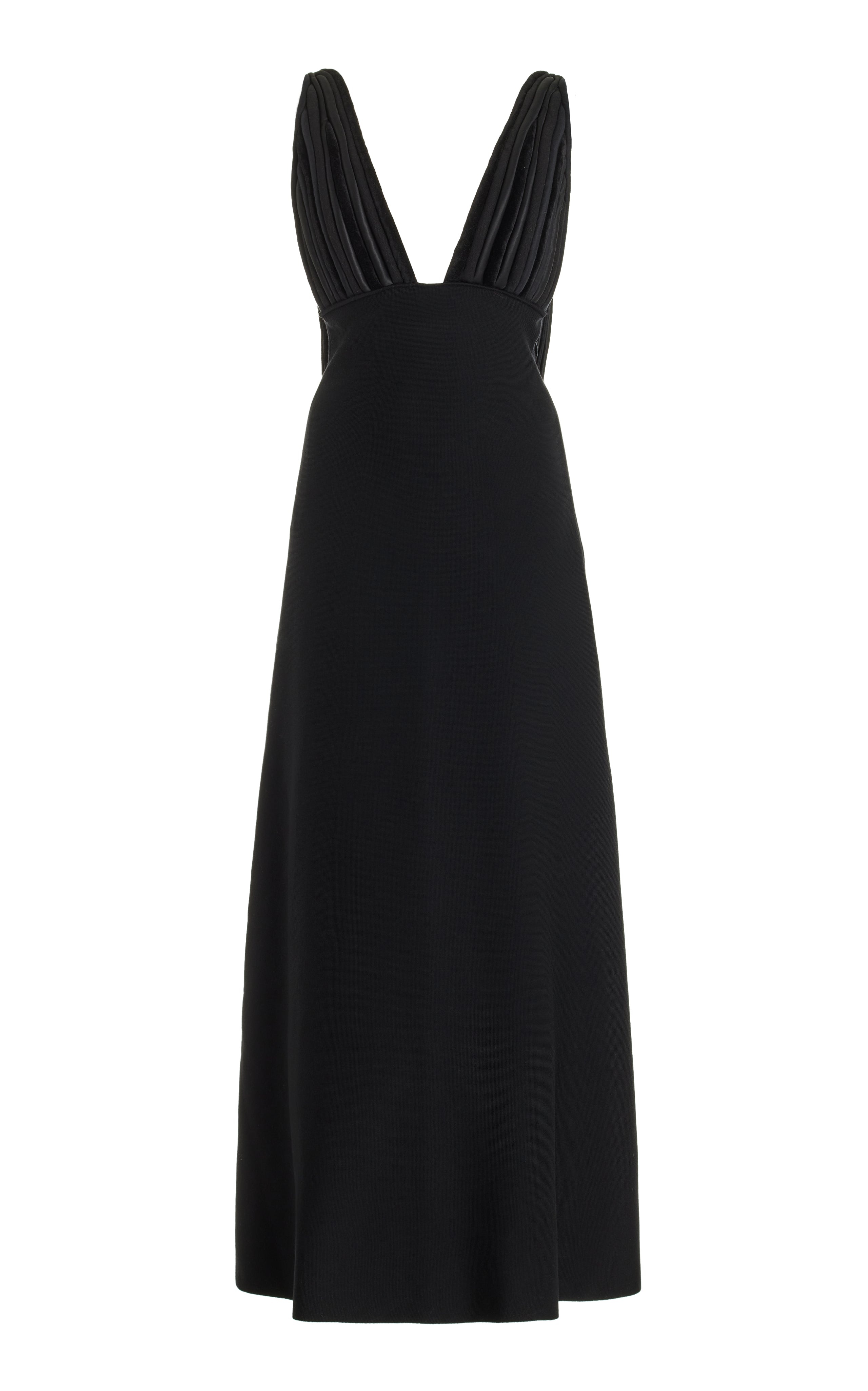 Renato Knit Dress in Black Merino Wool with Finge - 1