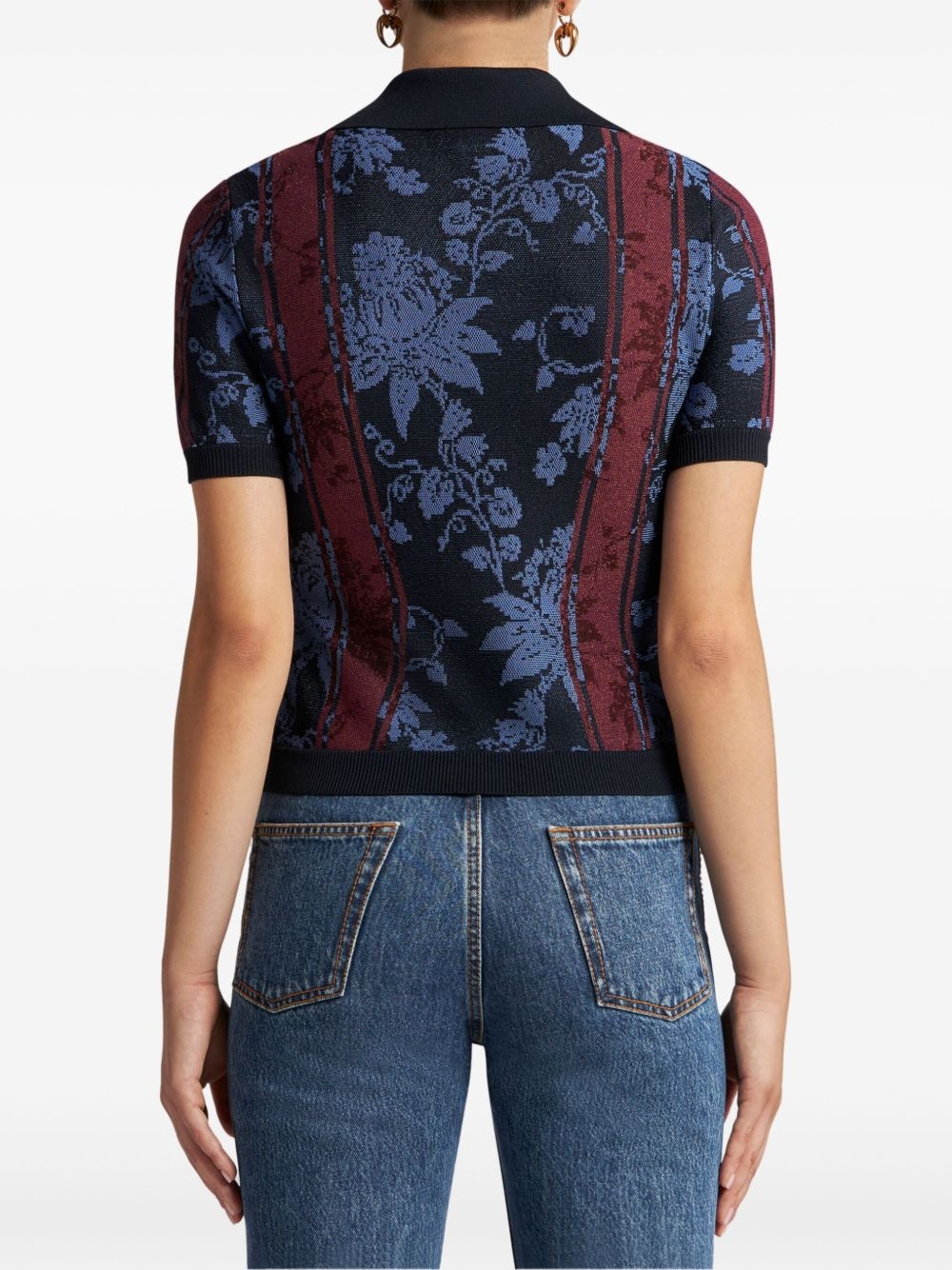 floral jacquard polo shirt - 4