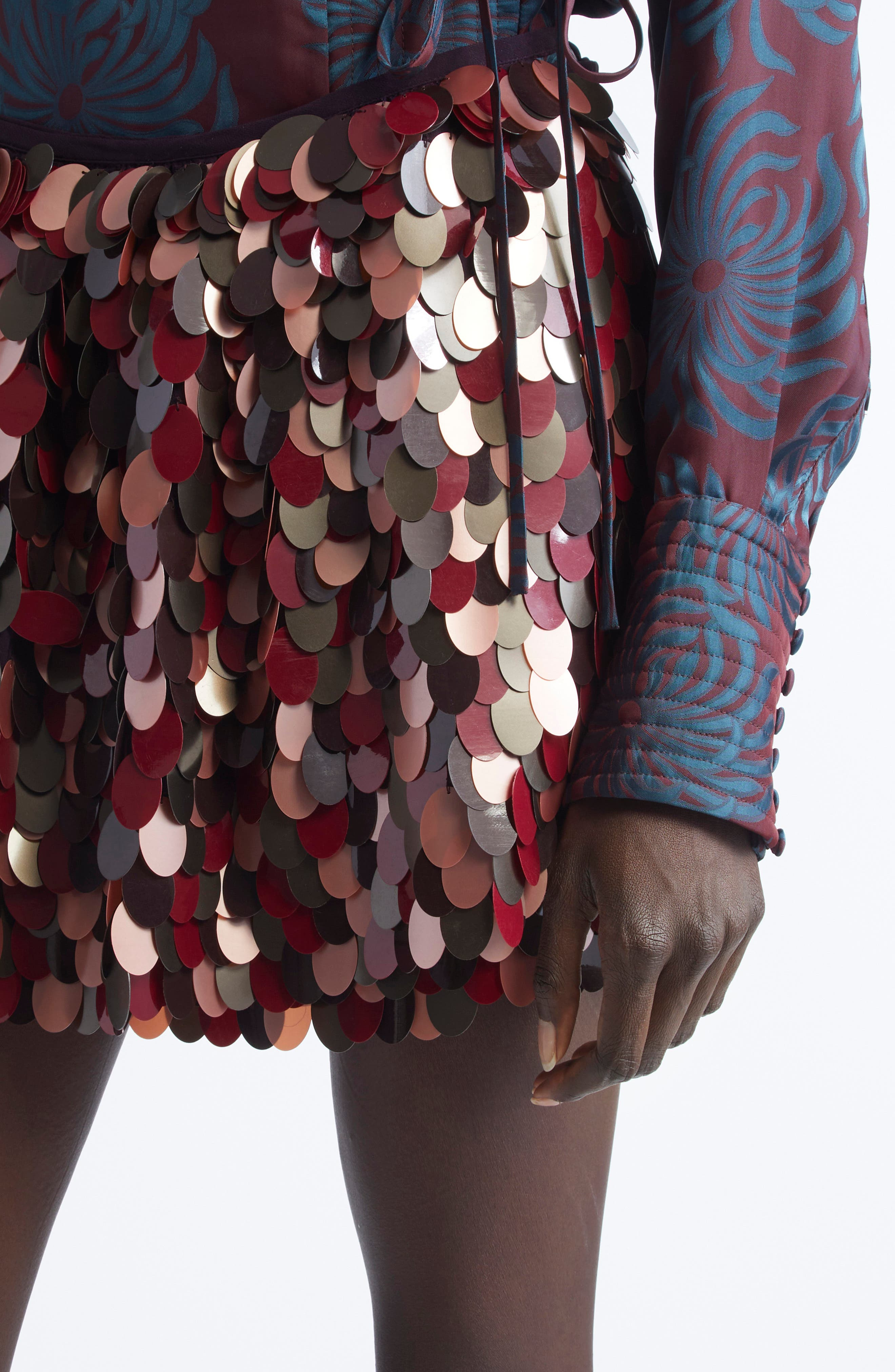 Dries Van Noten Gabrina Sequin Embellished Wrap Miniskirt in Burgundy at Nordstrom - 6