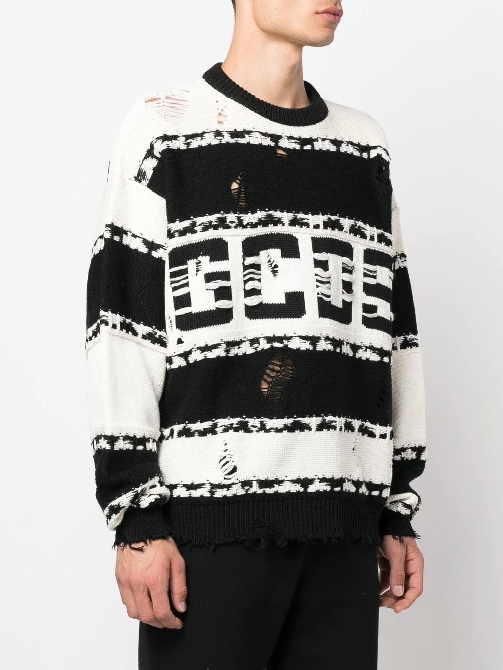 striped logo-intarsia jumper - 3