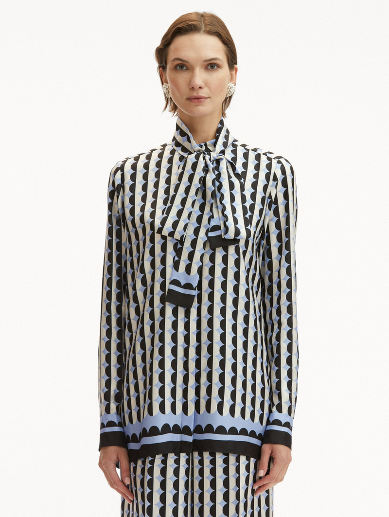 Oscar de la Renta GEOMETRIC CIRCLE SILK TWILL BLOUSE outlook