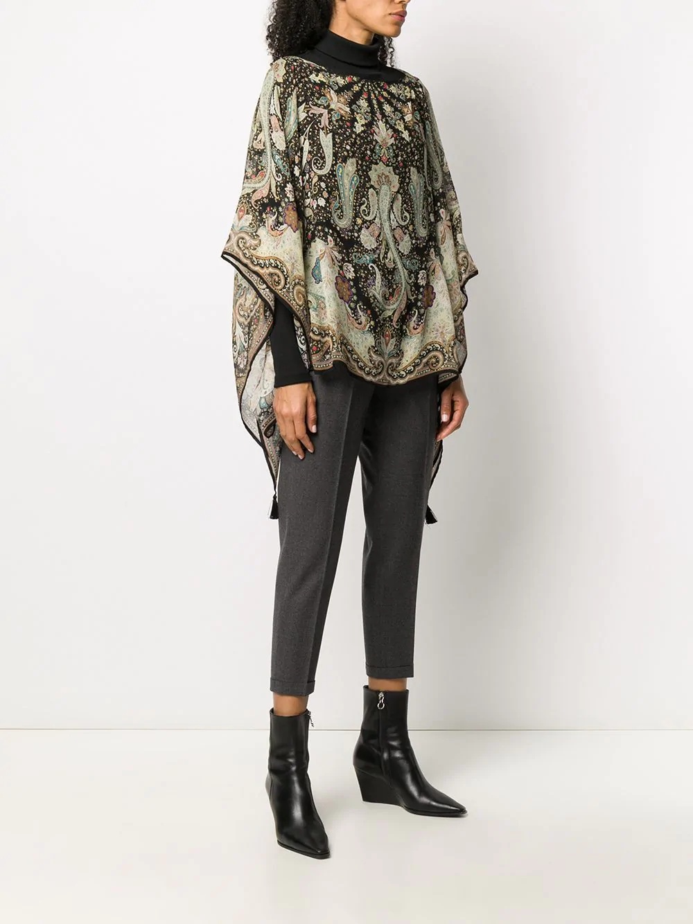 paisley print poncho - 3