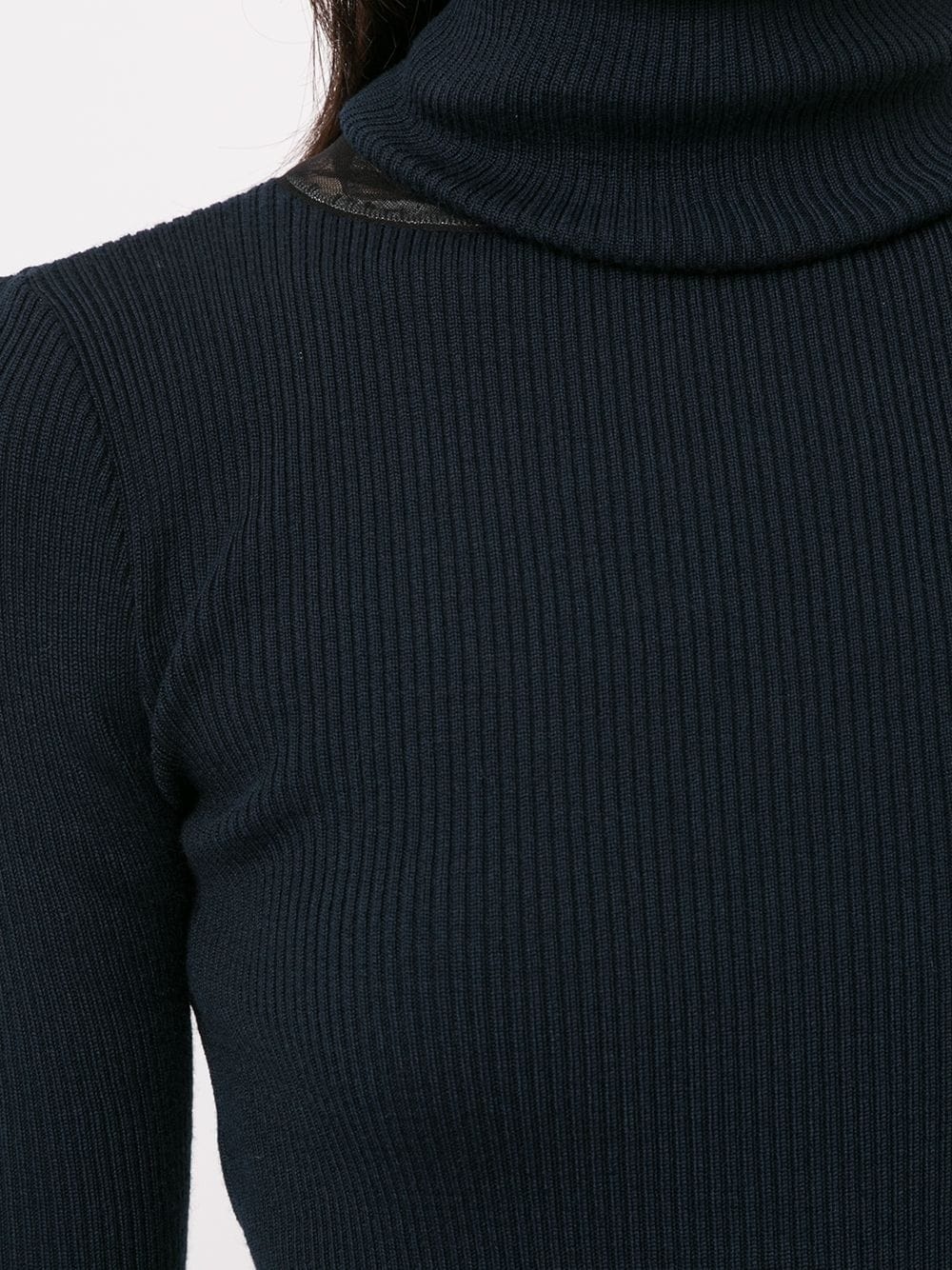 tulle-panel roll neck jumper - 5