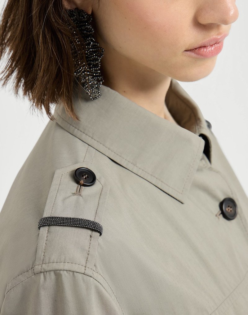 Lightweight techno cotton poplin outerwear jacket with monili 4