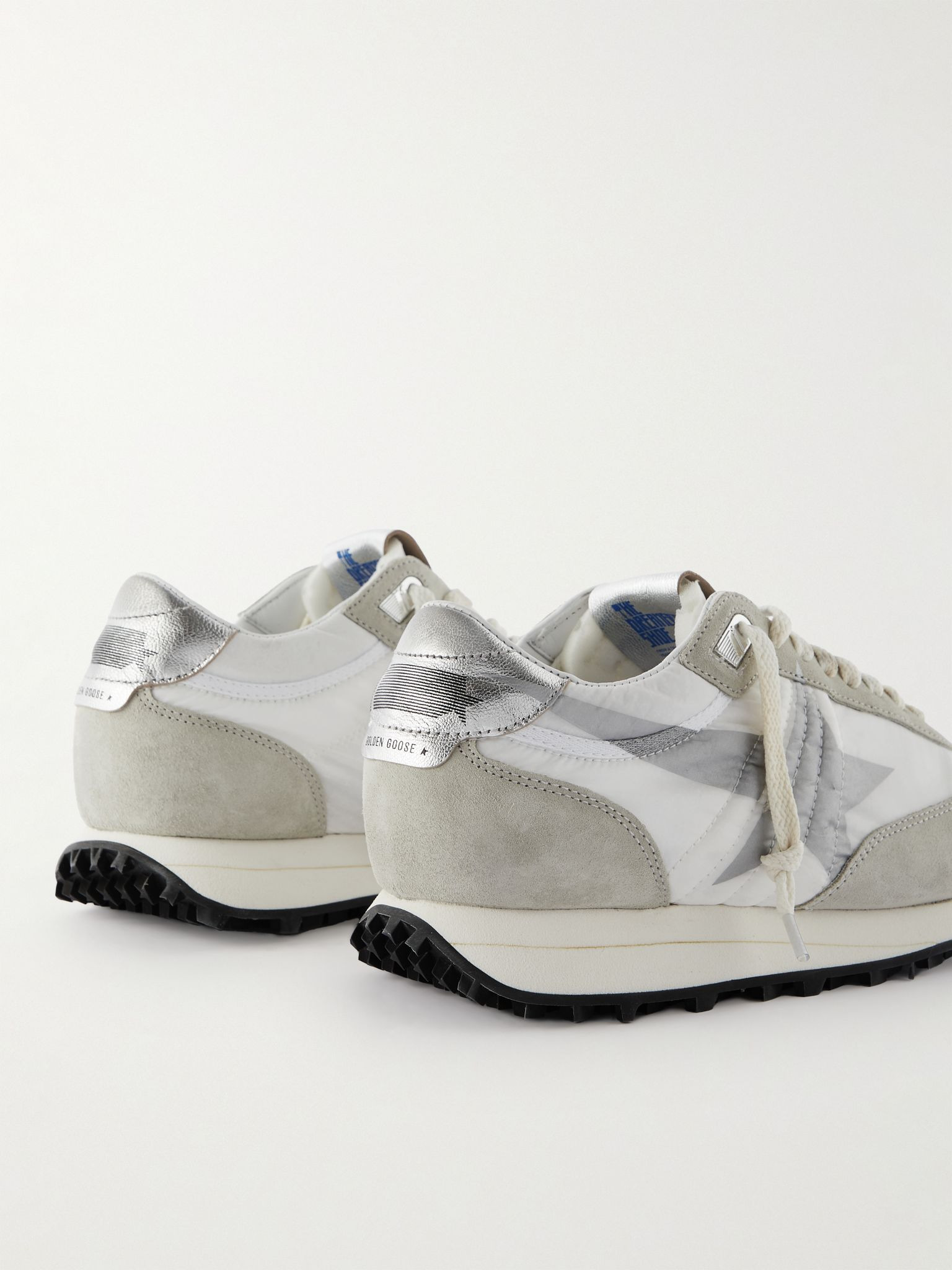 Marathon Leather and Suede-Trimmed Nylon Sneakers White - 5