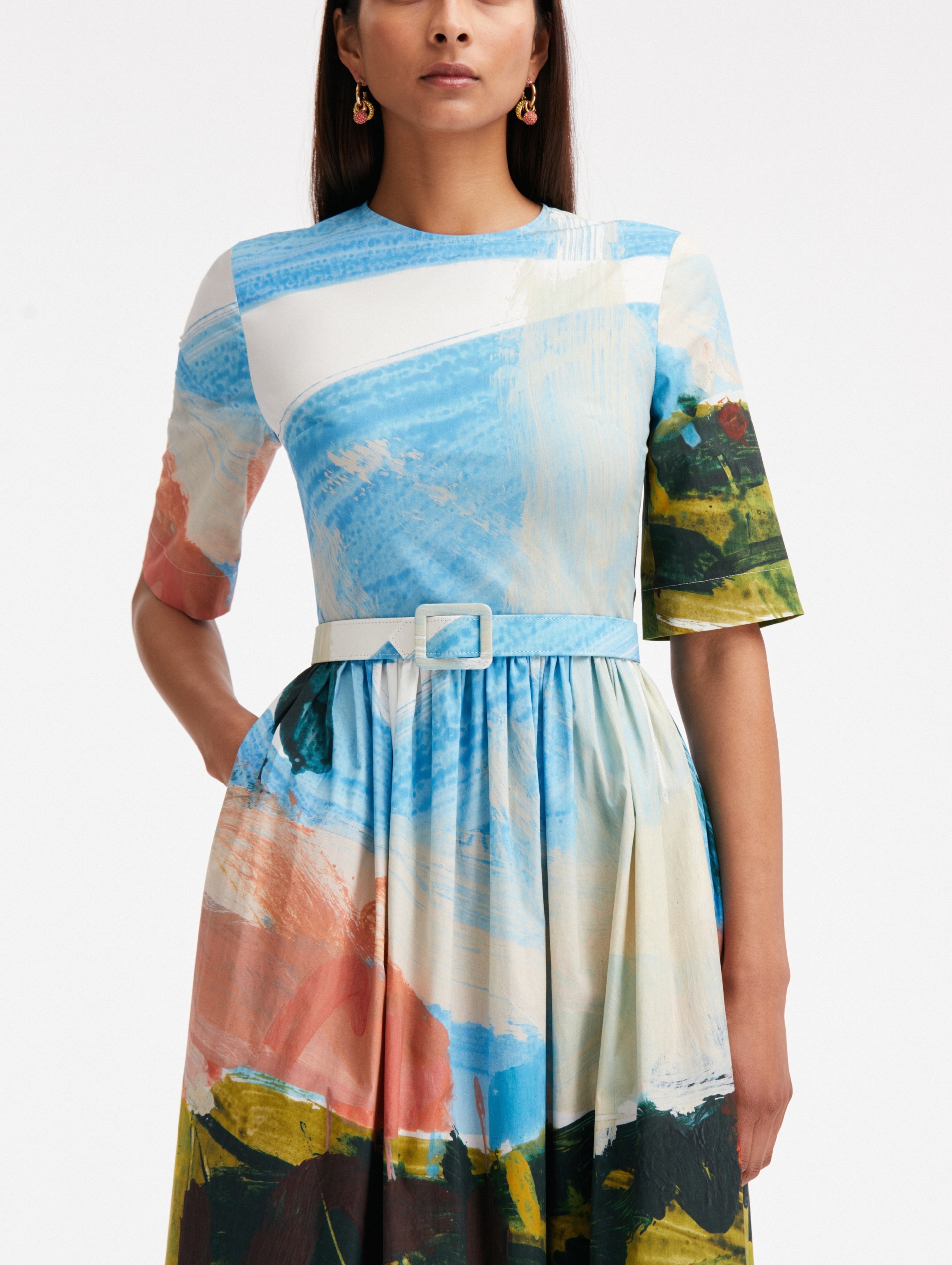 ABSTRACT LANDSCAPE COTTON POPLIN DRESS - 3