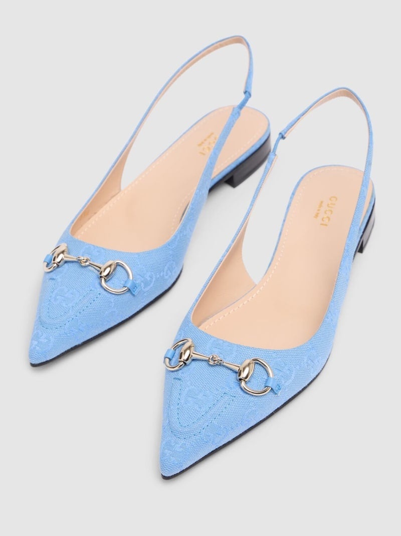 Gucci Horsebit GG Canvas Slingback Ballet Flats - 3