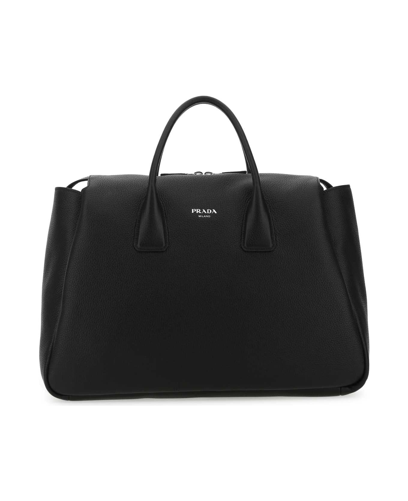 Black Leather Travel Bag - 1