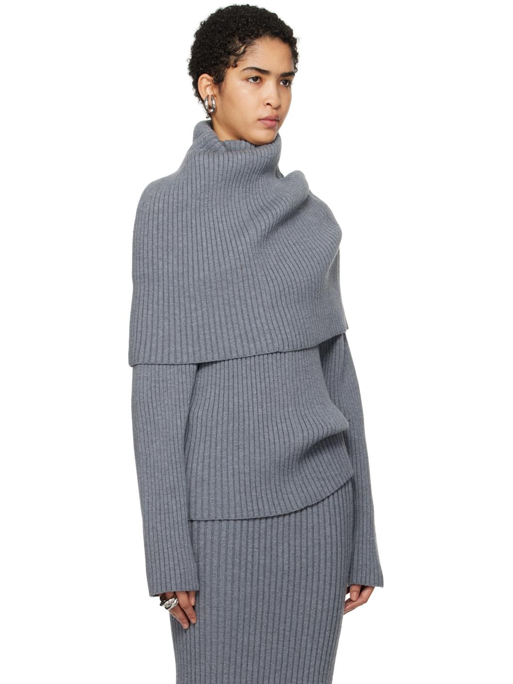 Gray Covered Shoulders Turtleneck - 2