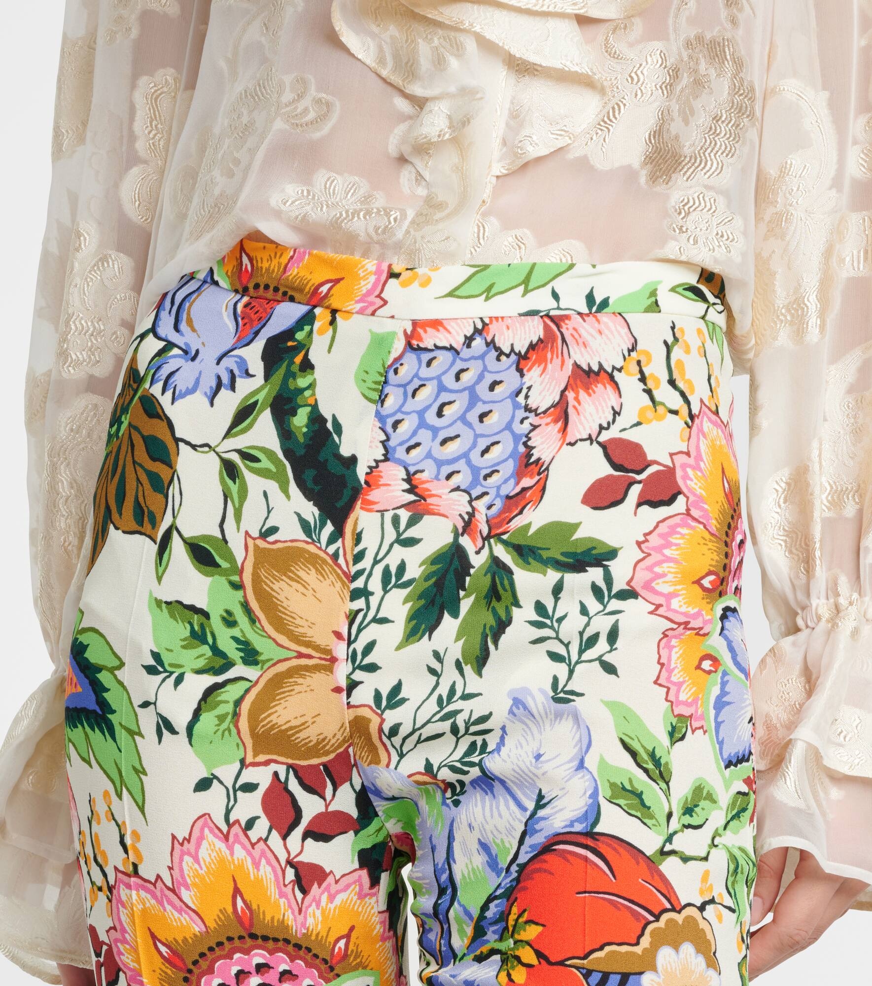 High-rise floral straight pants - 4
