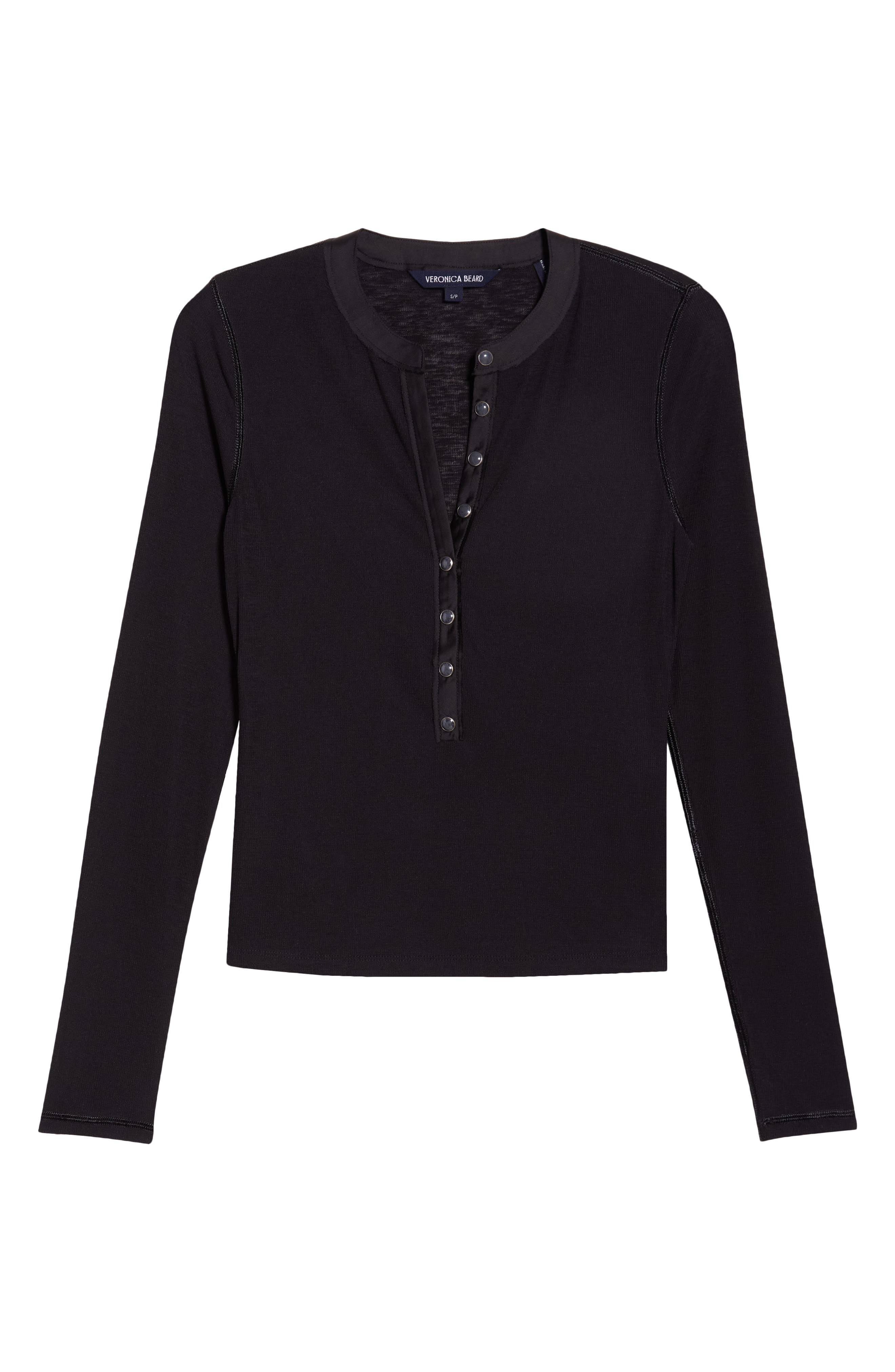 Veronica Beard Drexler Knit Henley Top in Black at Nordstrom - 5