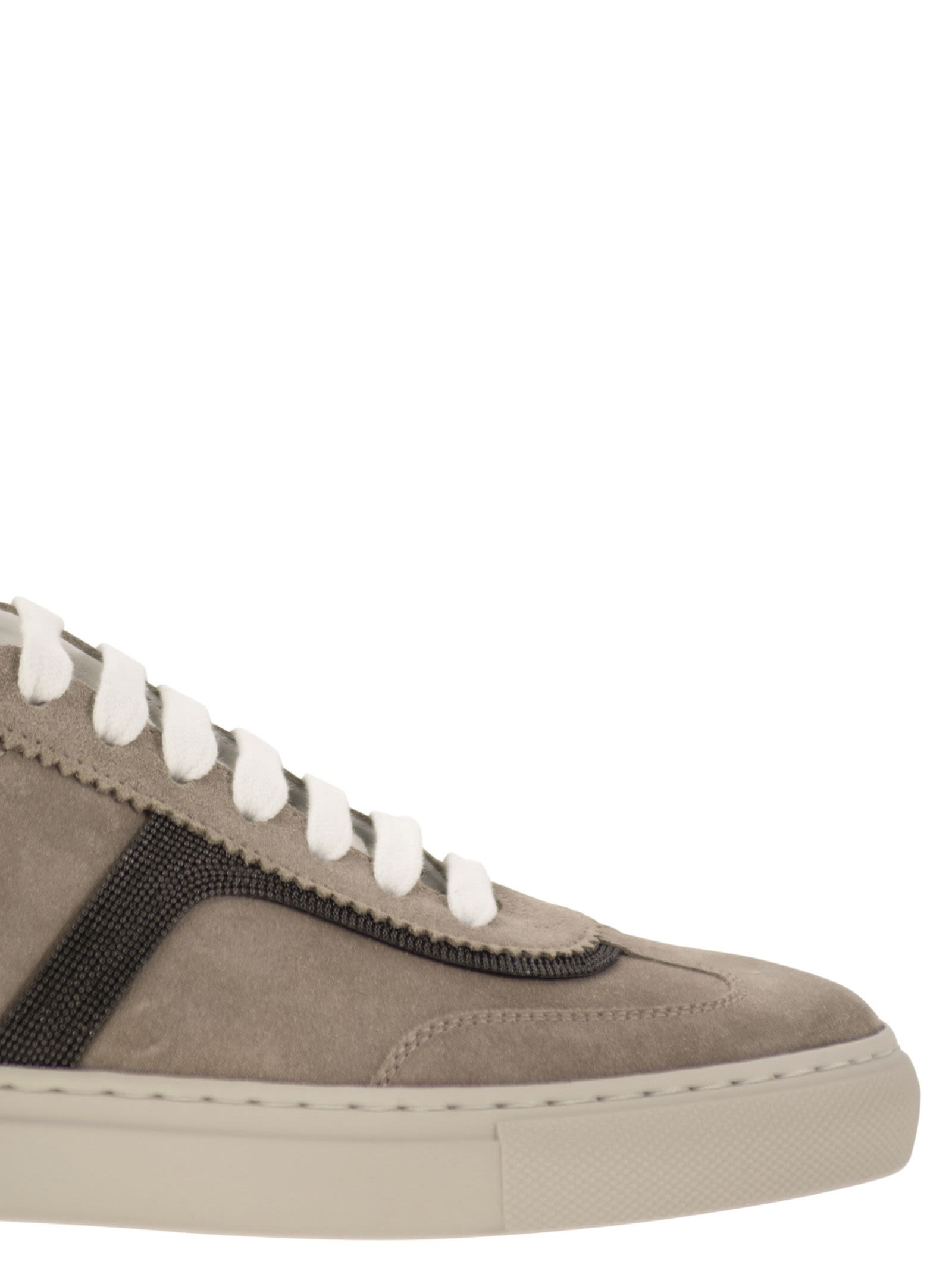 Brunello Cucinelli Women Suede Trainers With Precious Detailing - 6