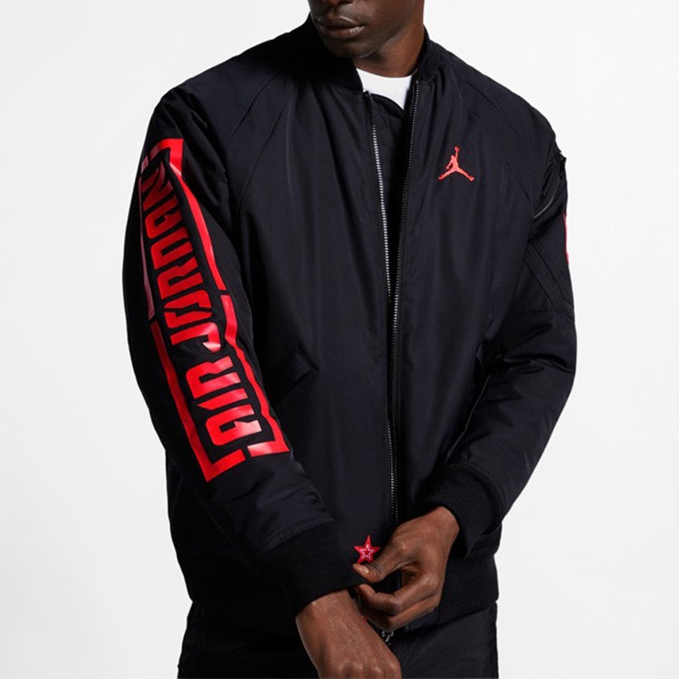 Air Jordan Stand Collar Long Sleeve Bomber Jacket 'Black' BQ6957-010 - 4