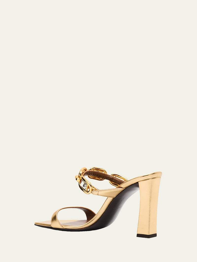 Giuseppe Zanotti 90mm Jewel Metallic Leather Sandals outlook