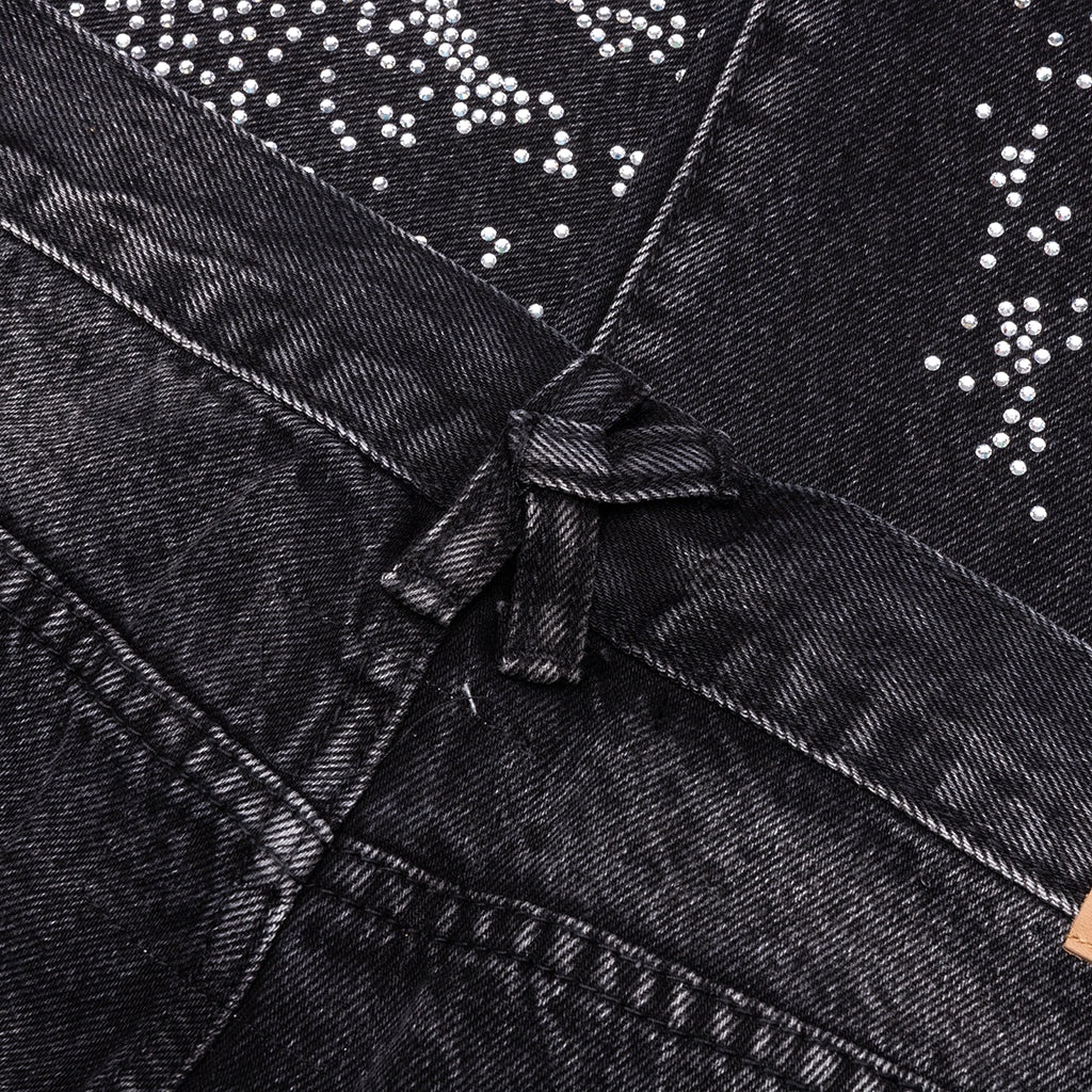 RHINESTONE FACE JEANS - BLACK - 5
